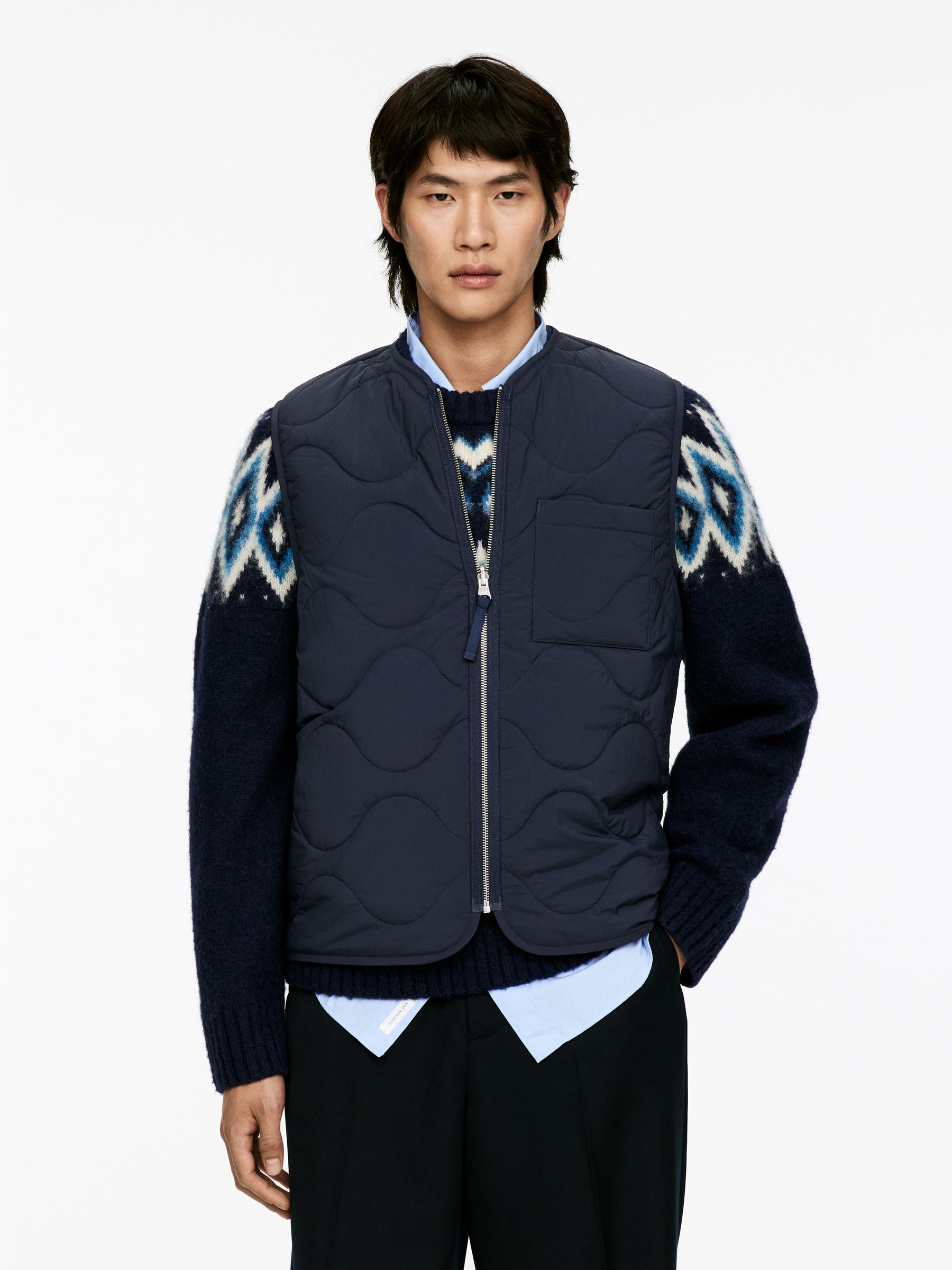 2-in-1 Quilted Liner Vest - Dark Blue - Regular fit - Men - StillMedia/Lookbook - 35