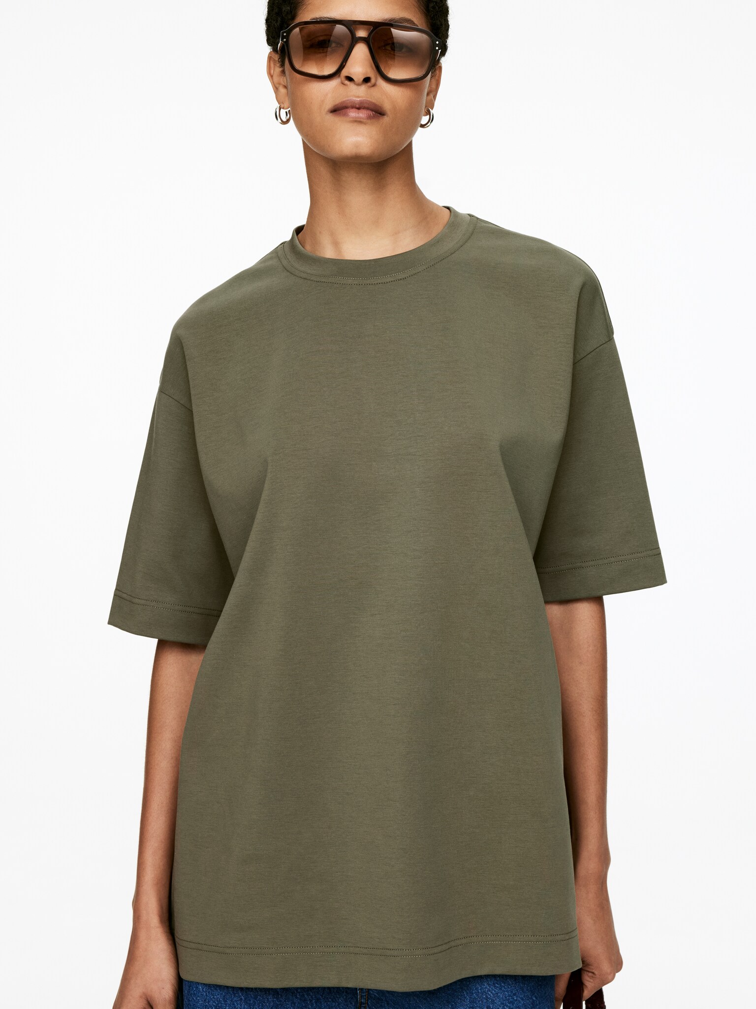 T-shirt interlock OPAL - Vert kaki/Blanc - 3