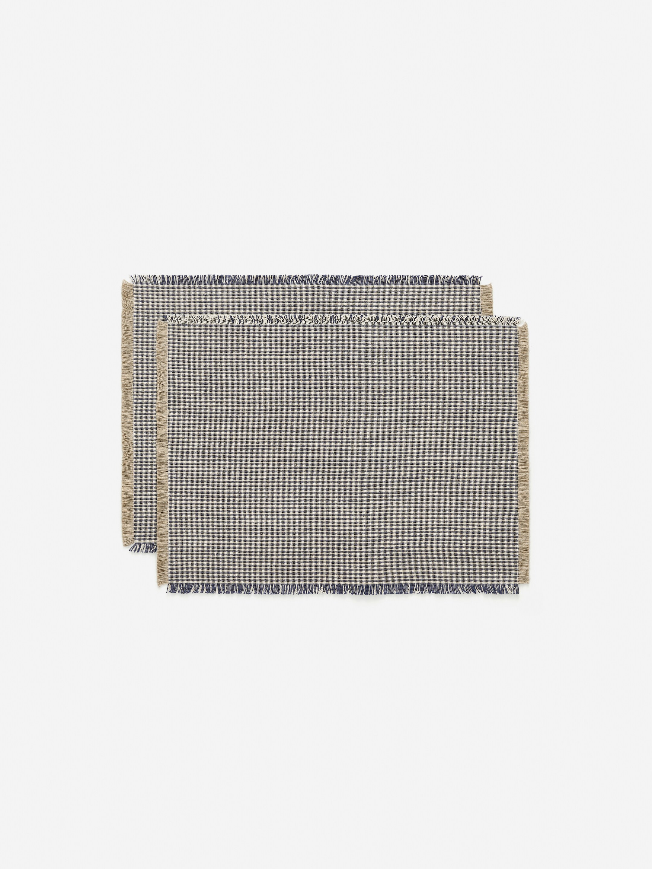 Visa större bild: Bordstabletter i linneblandning, 2-pack - Mörkblå/Beige - Home All | H&M FI 1