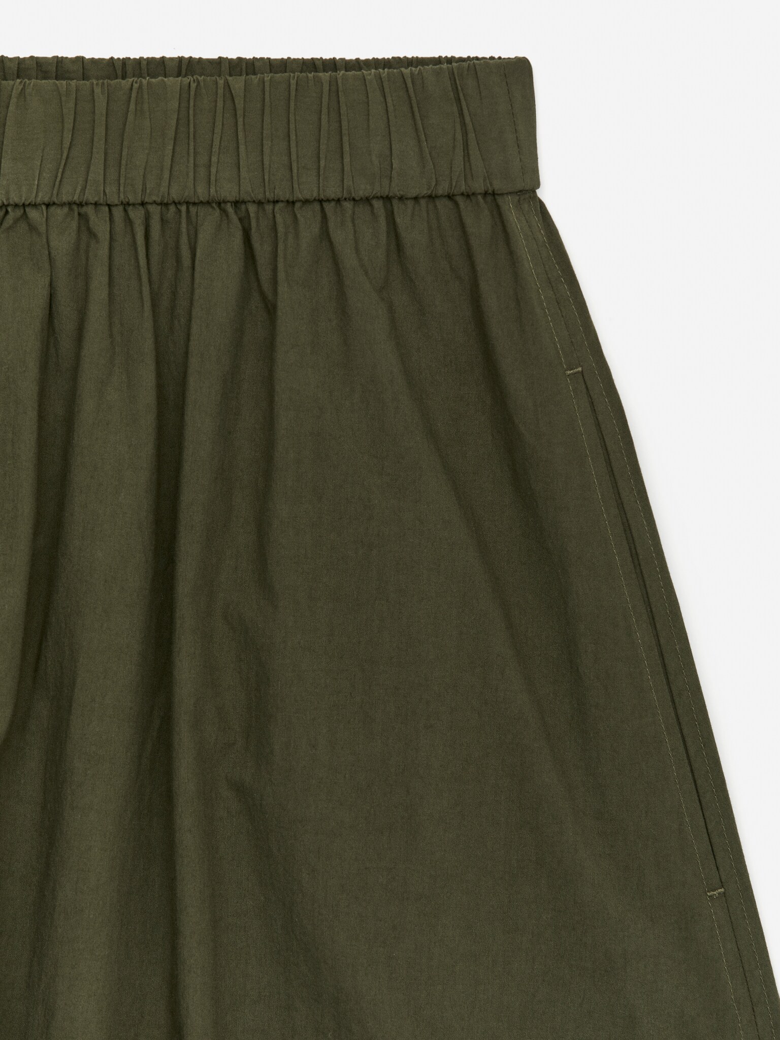 Trapezowa bawełniana spódnica - Zielony khaki/Czarny - 7