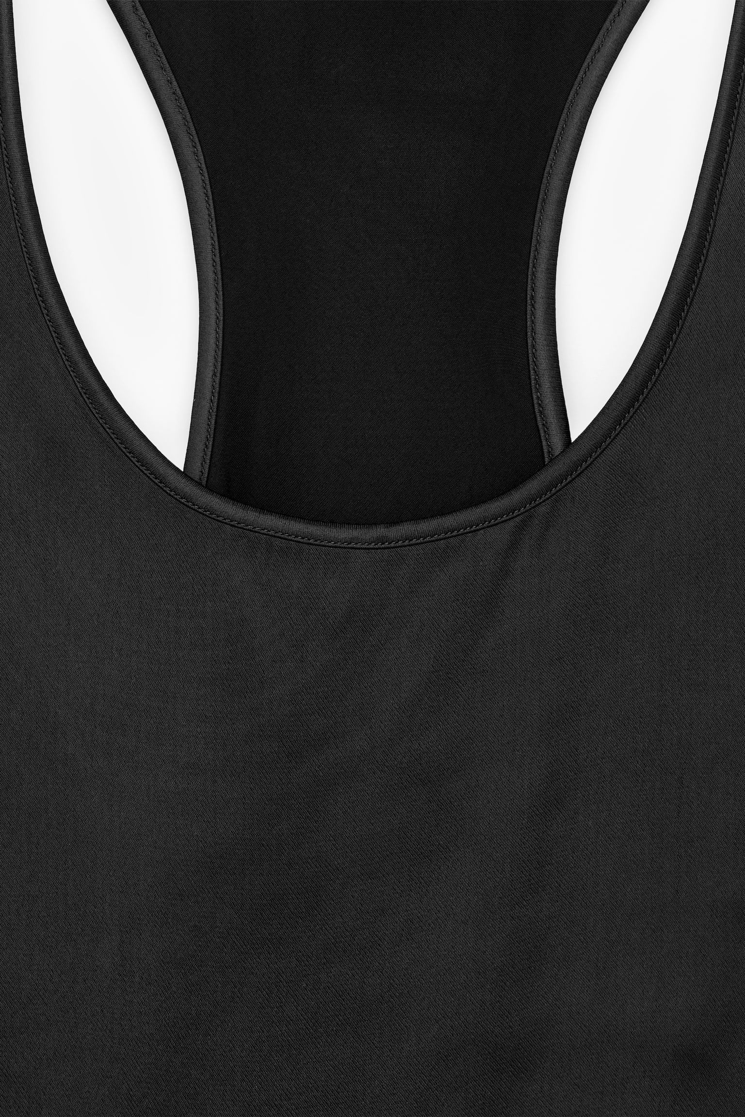 Sporty satengtopp - Svart/Offwhite - 3