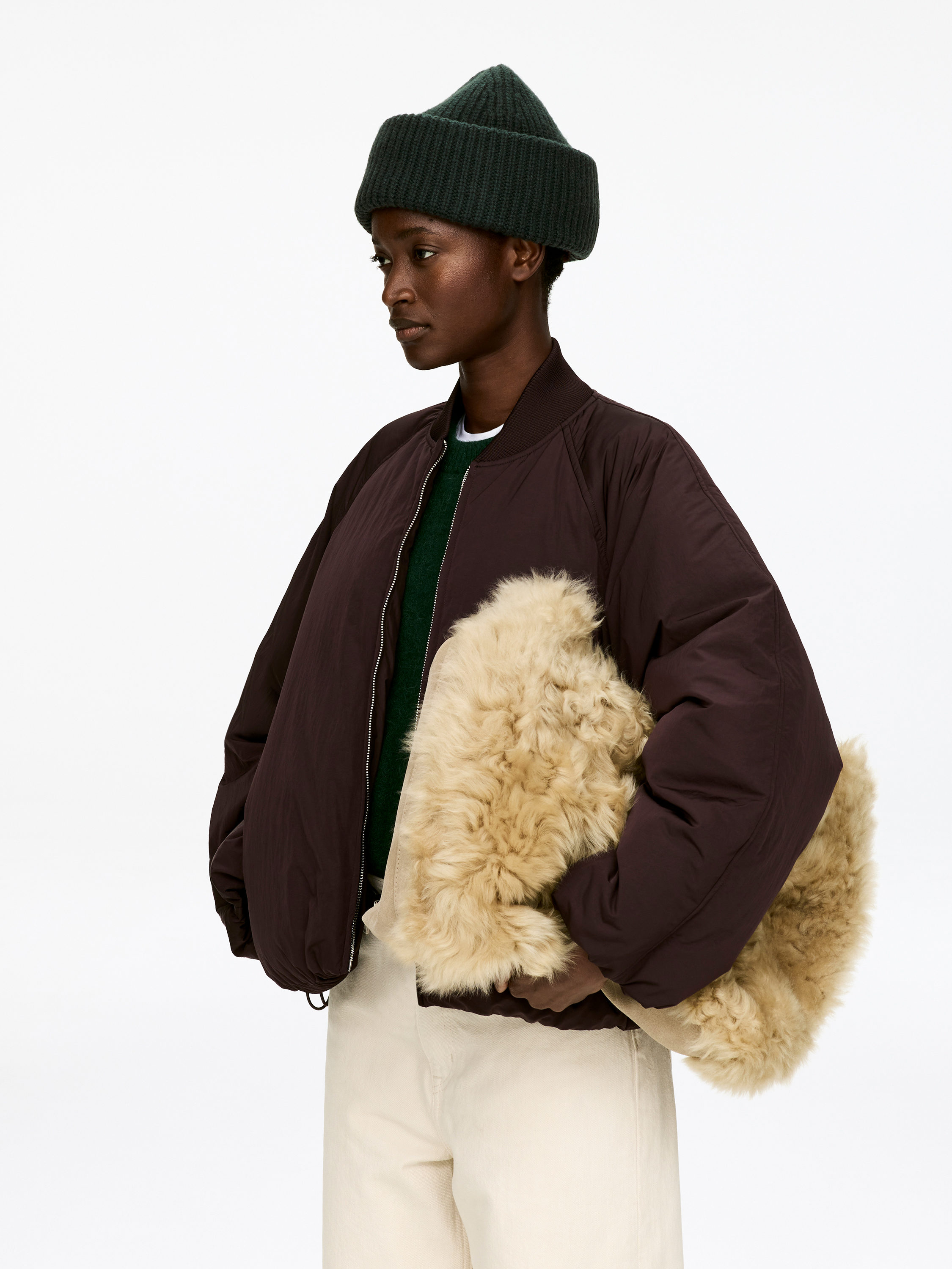 Double-Fold Wool Beanie-#384440-17084