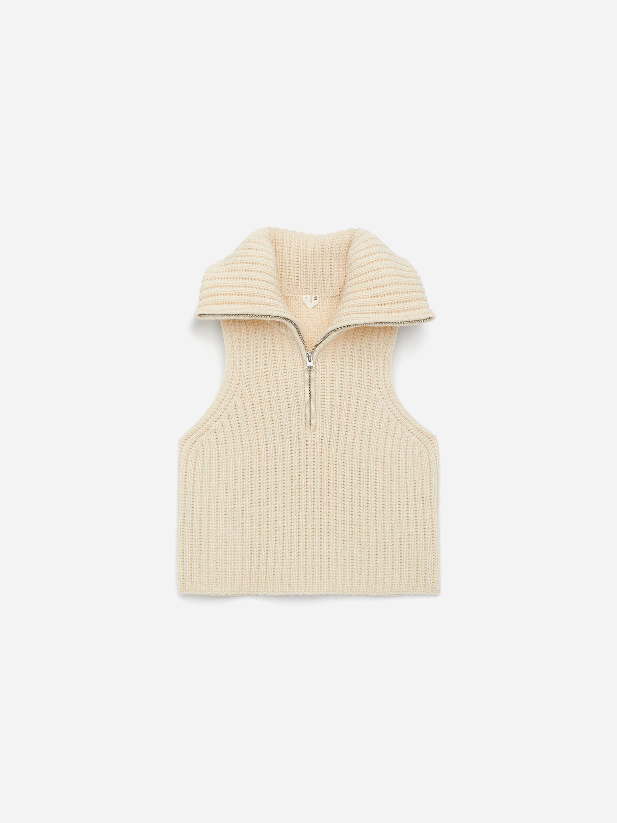 Gilet in lana con lavorazione a coste-#e3d7c2-16383