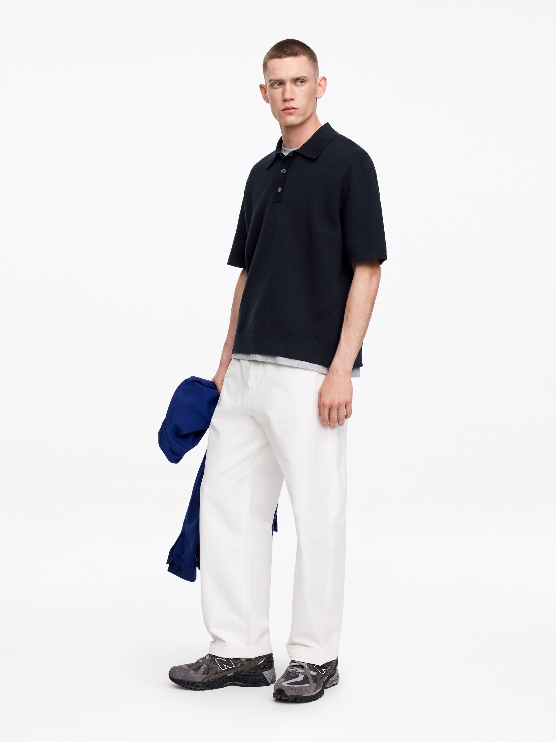 Polo en maille fine - Bleu foncé - Relaxed fit - Homme - StillMedia/Lookbook - 2