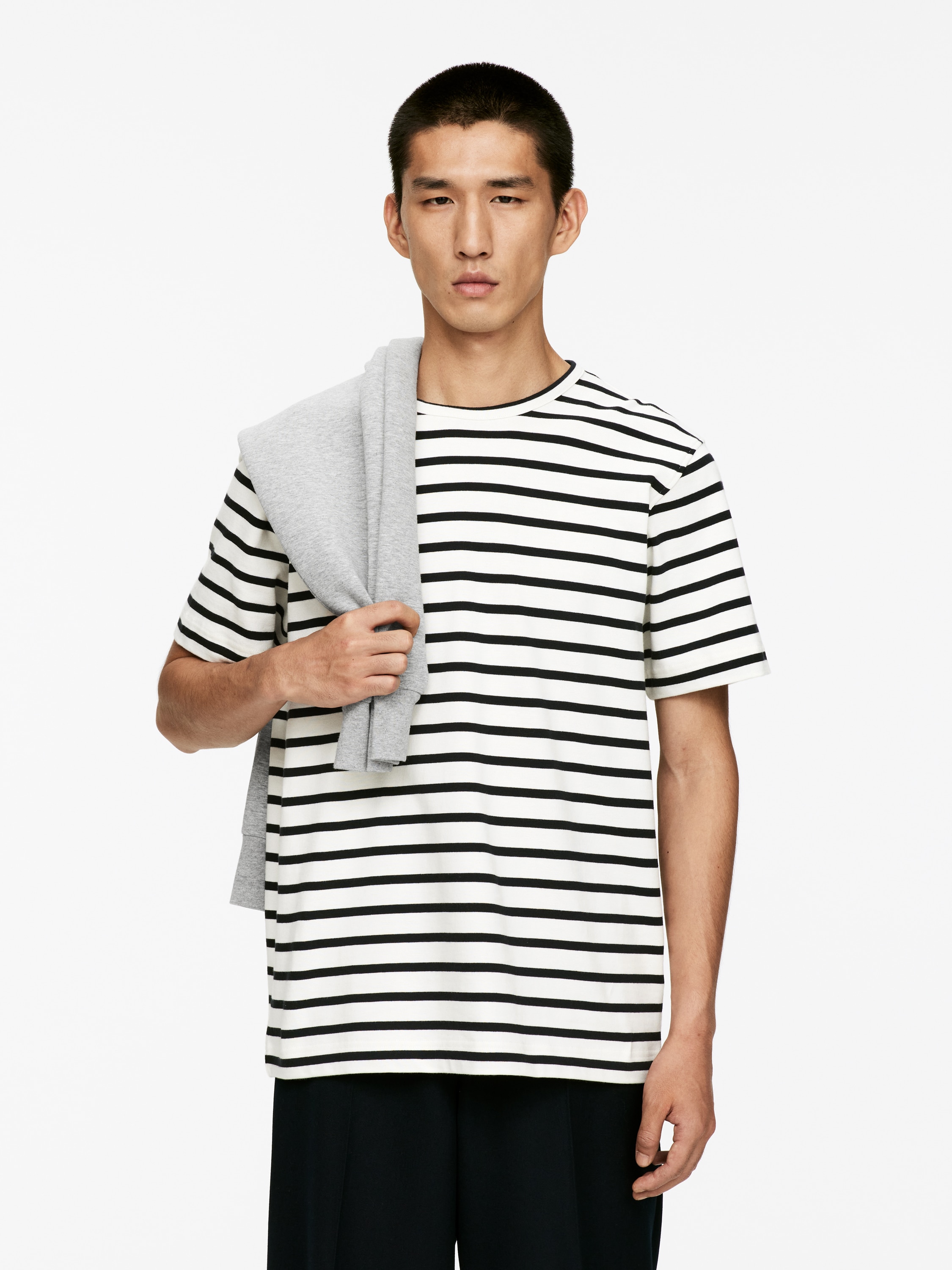 Cotton T-Shirt - Off White/Blue