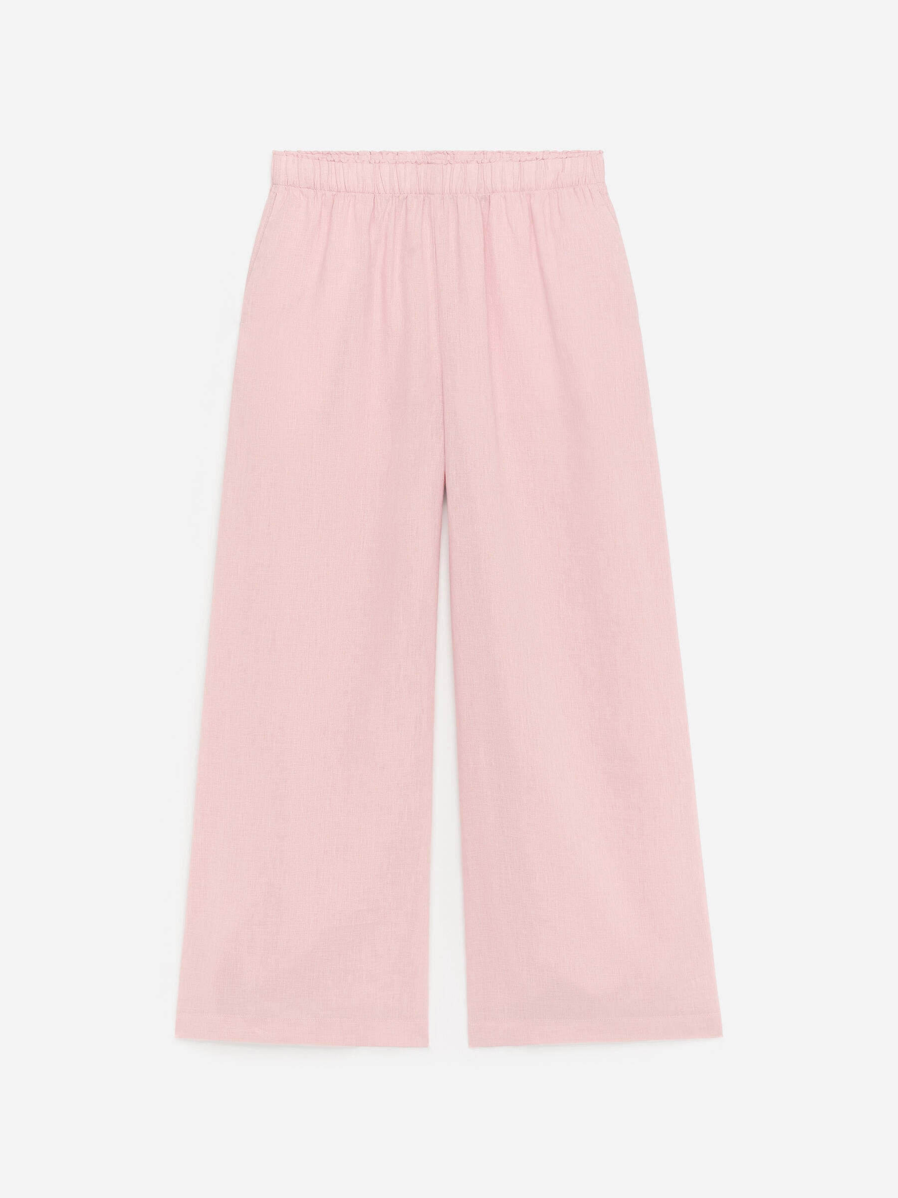 Wide Linen Trousers - Pink - Loose fit - Women - StillMedia/DescriptiveStillLife - 1
