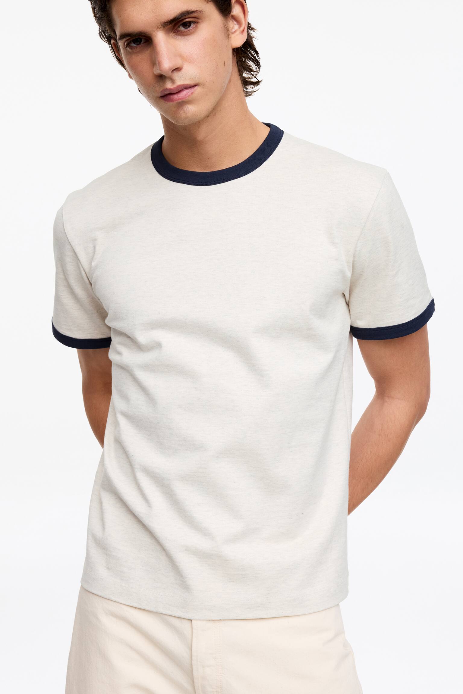 Fitted T-Shirt-Oat Melange/Black - 6
