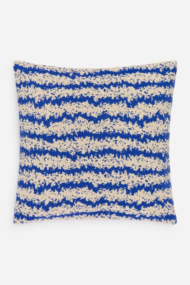 Cotton Wool Cushion Cover 50x50 cm - Blue/White - 1