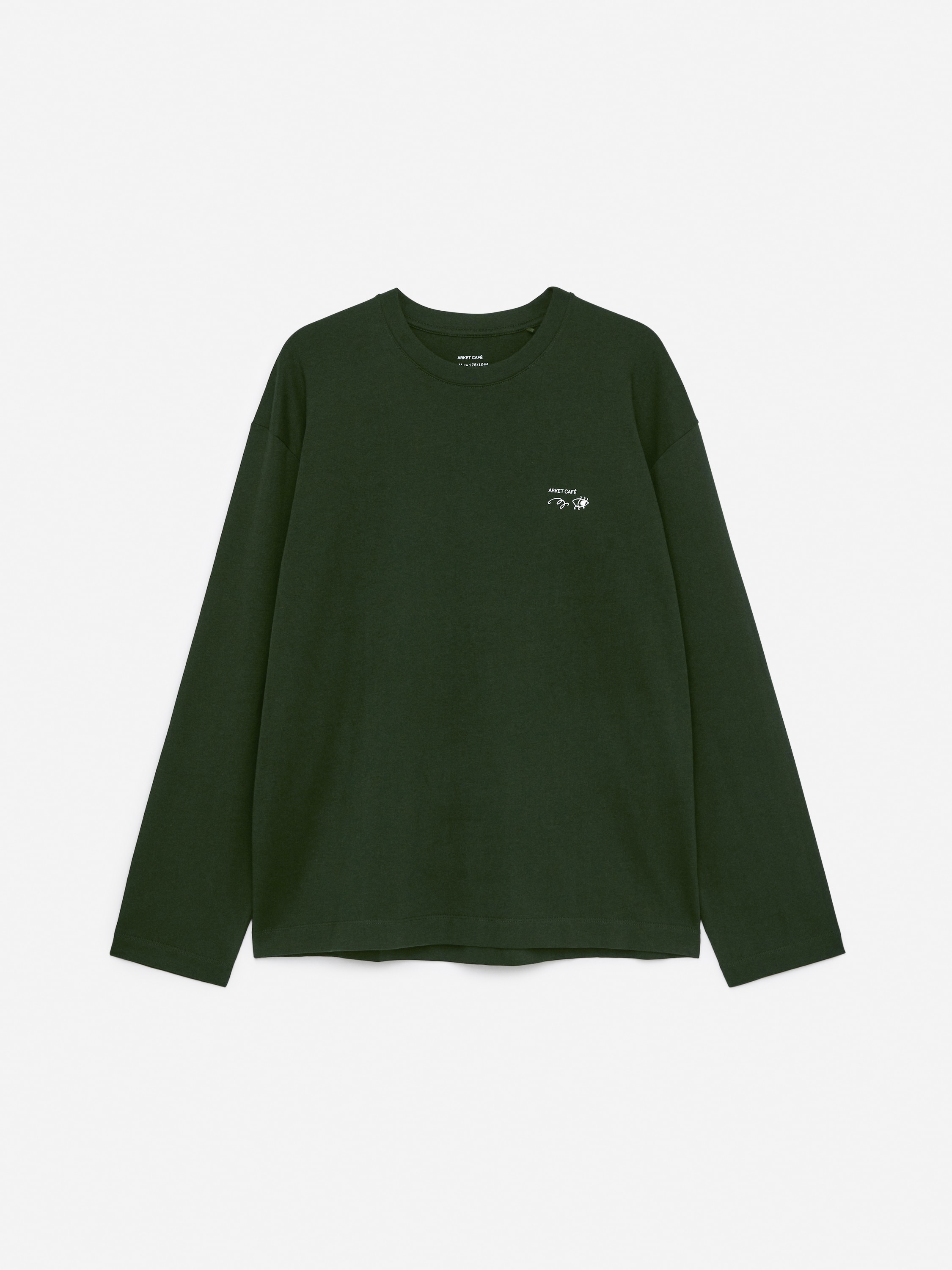 T-shirt a maniche lunghe ARKET CAFÉ - Verde scuro/Bianco sporco/Nero