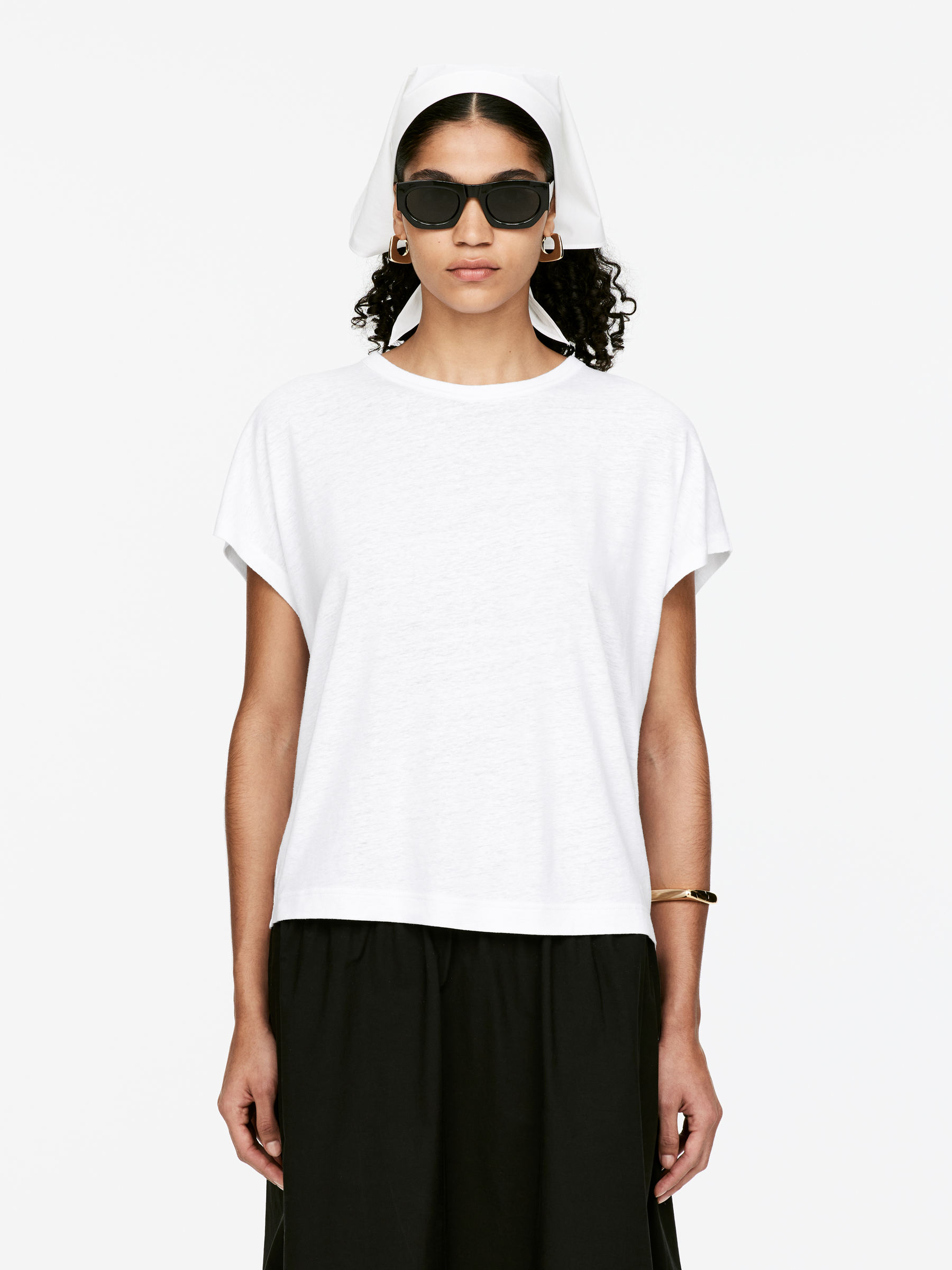 Linen-Blend T-Shirt - White - Slim fit - Women - StillMedia/Lookbook - 5