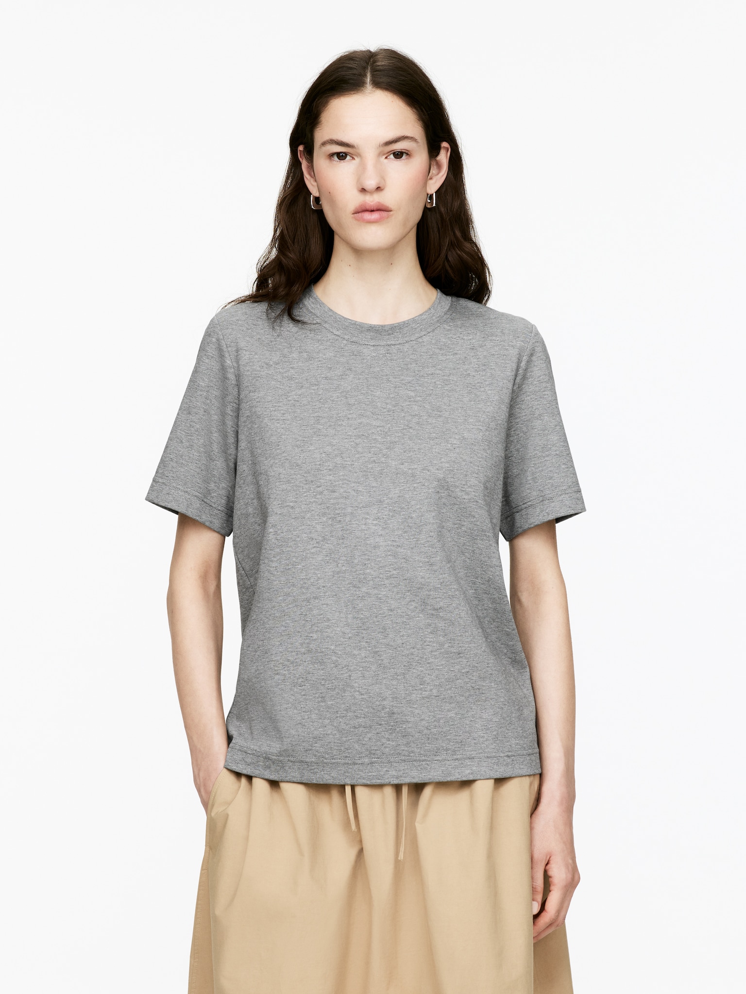 PEARL Schweres T-Shirt - Graumeliert/Taupe/Dunkelbraun/Schwarz/Weiß/Dunkelblau