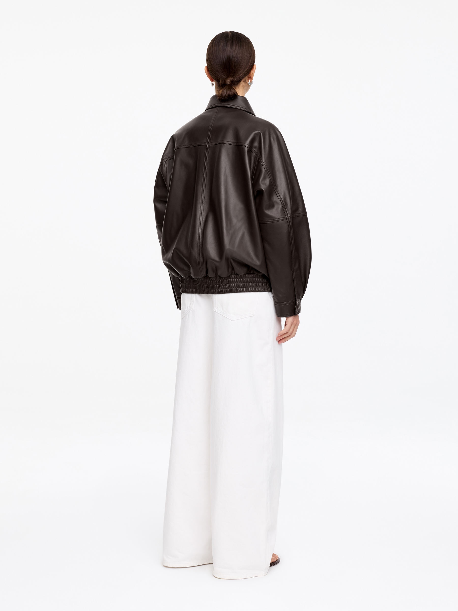 Relaxed Leather Jacket - Brown - Relaxed fit - Women - StillMedia/Lookbook - 3