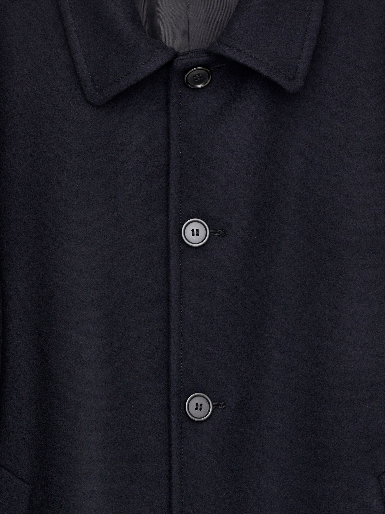 Manteau en laine mélangée doublée - Bleu foncé - 7