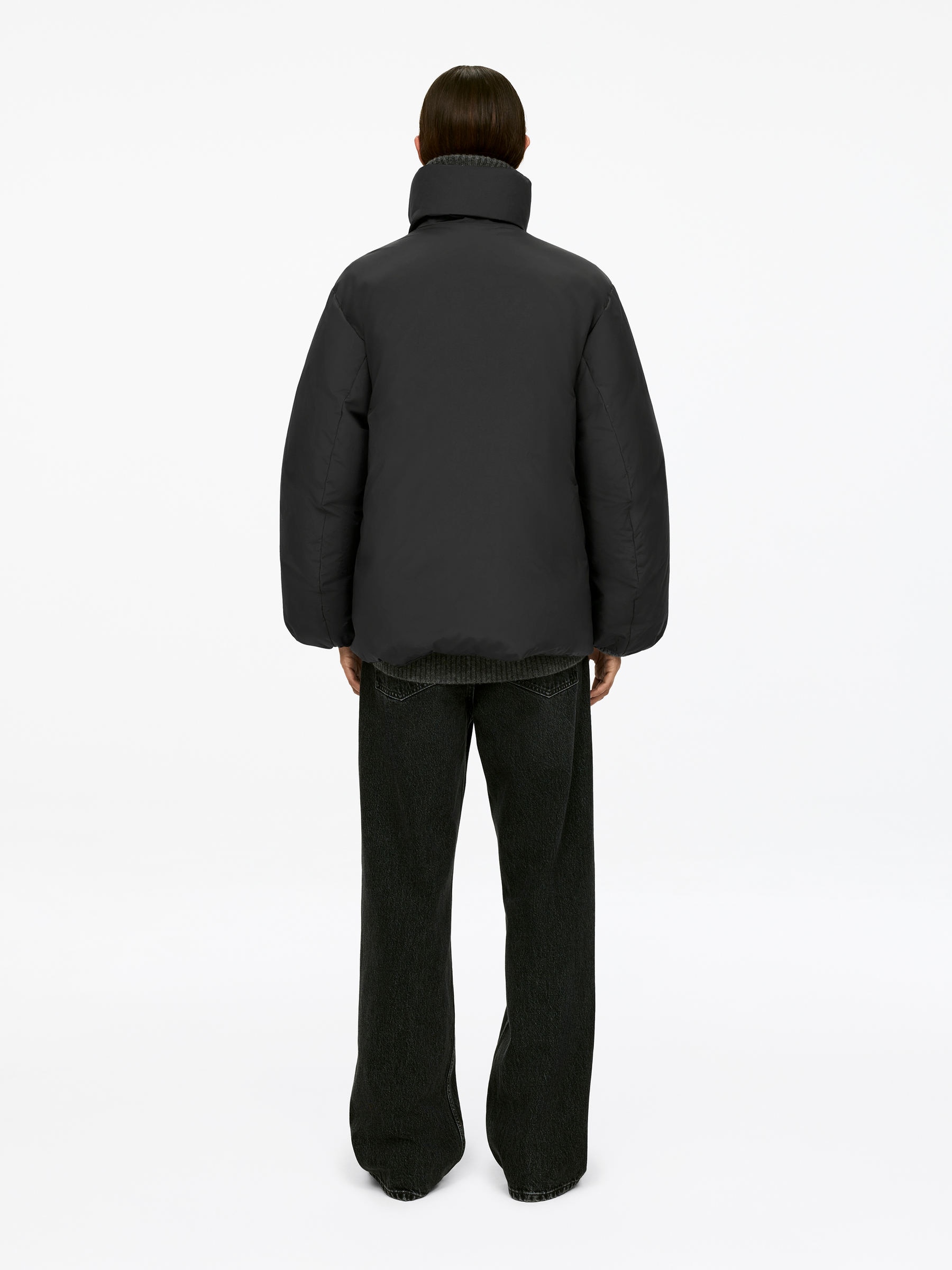 Upcycled Down High-Collar Jacket - Black - Regular fit - Women - StillMedia/Lookbook - 11