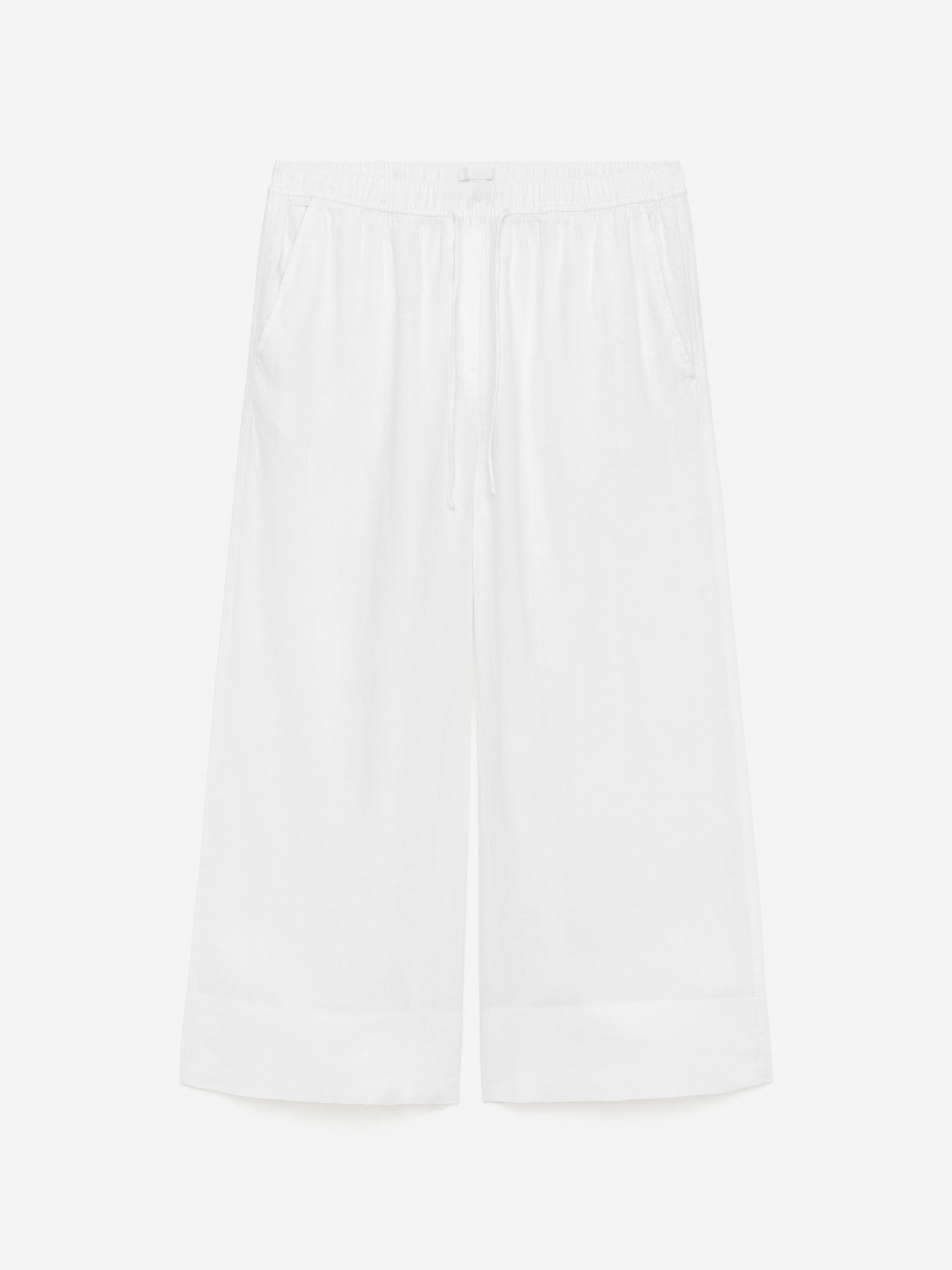 Zkrácené lněné kalhoty - White