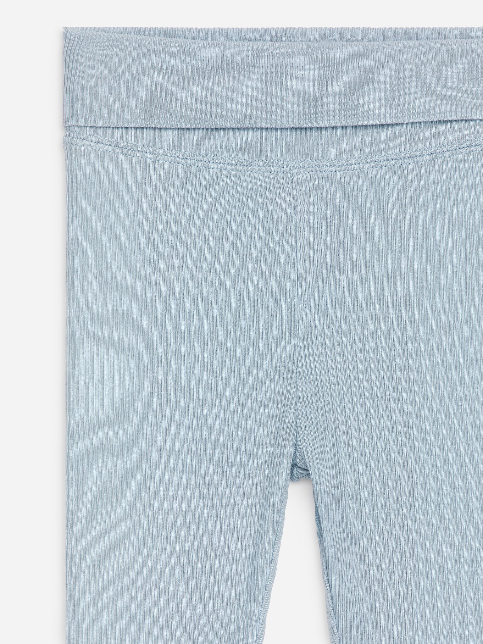 Glatte ribbestrikkede leggings for nyfødte - Dusty blå/Beige - 2