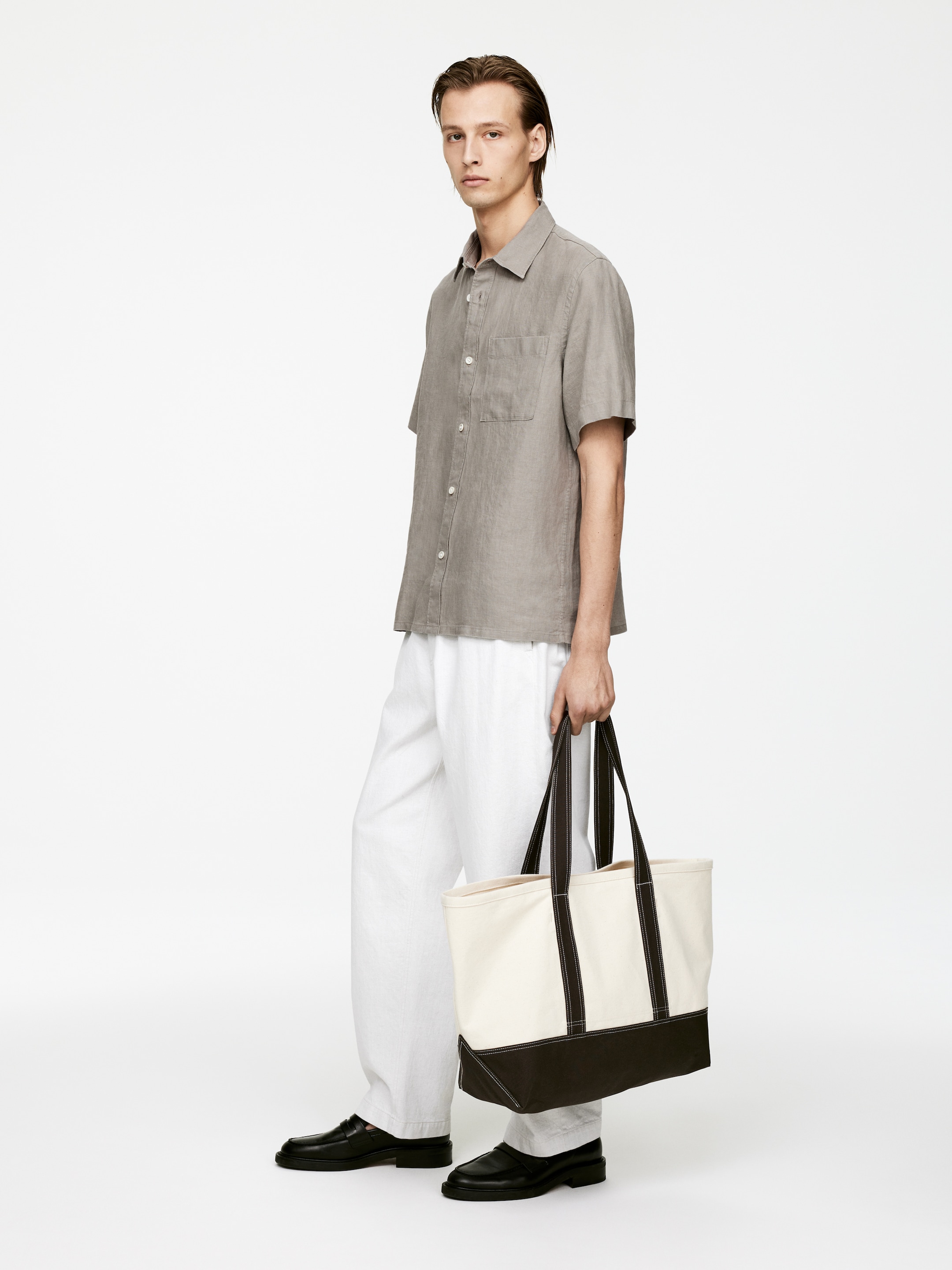 Visa större bild: Linneskjorta med lös passform - Grå - HERR | H&M SE 2