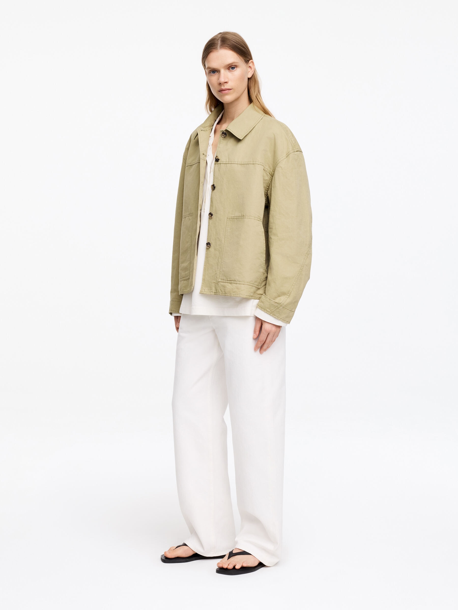 Linen-Cotton Overshirt - Beige - Loose fit - Women - StillMedia/Lookbook - 2