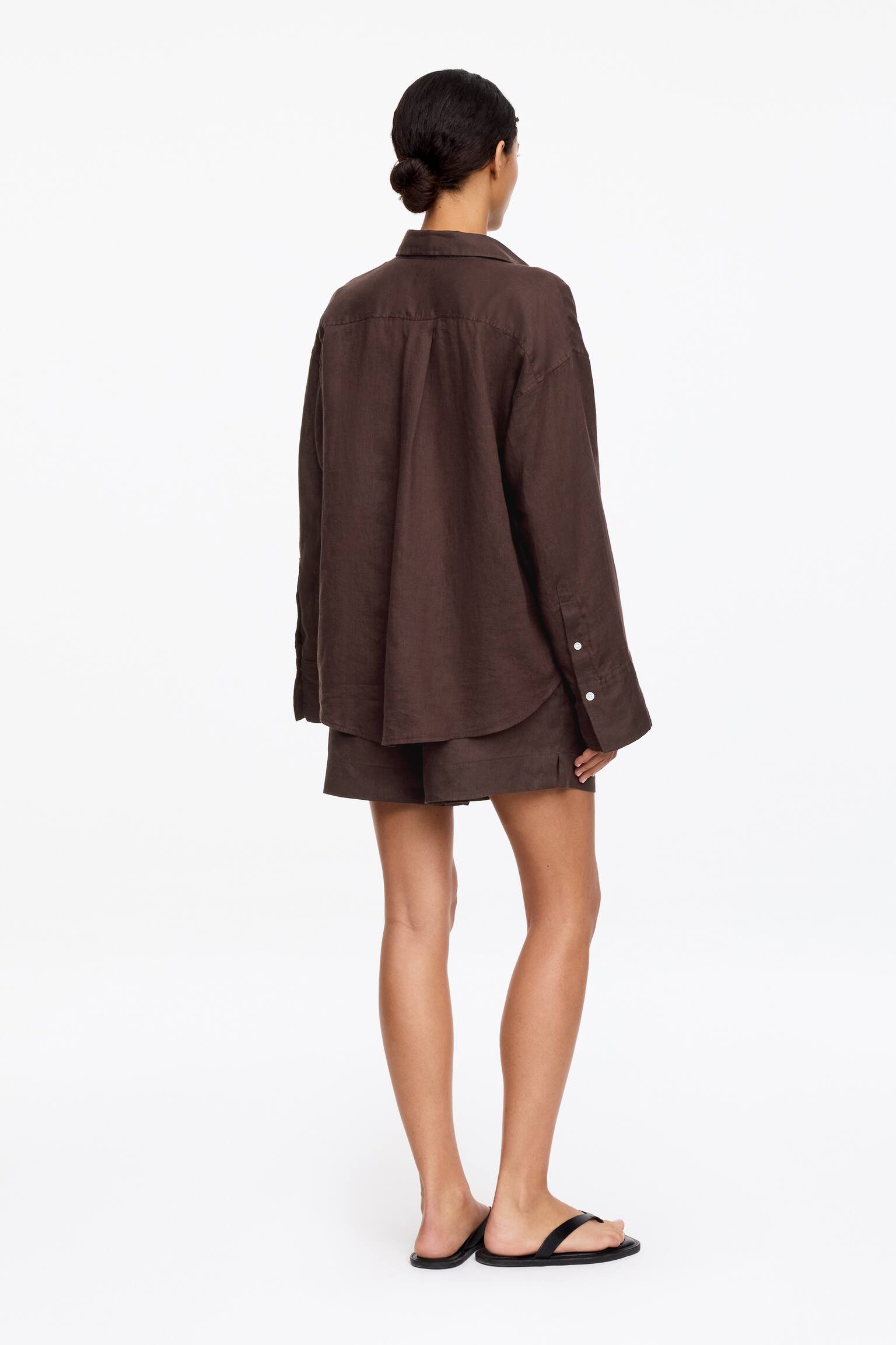 Lniana koszula - Brązowy - 3