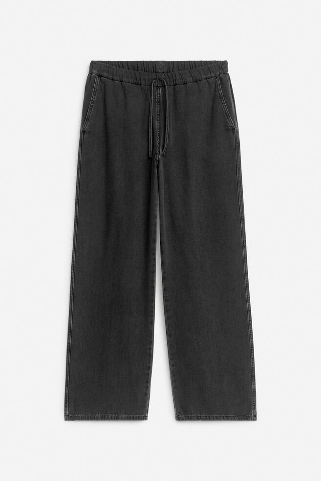 Drawstring Denim Trousers - Washed Black - 1