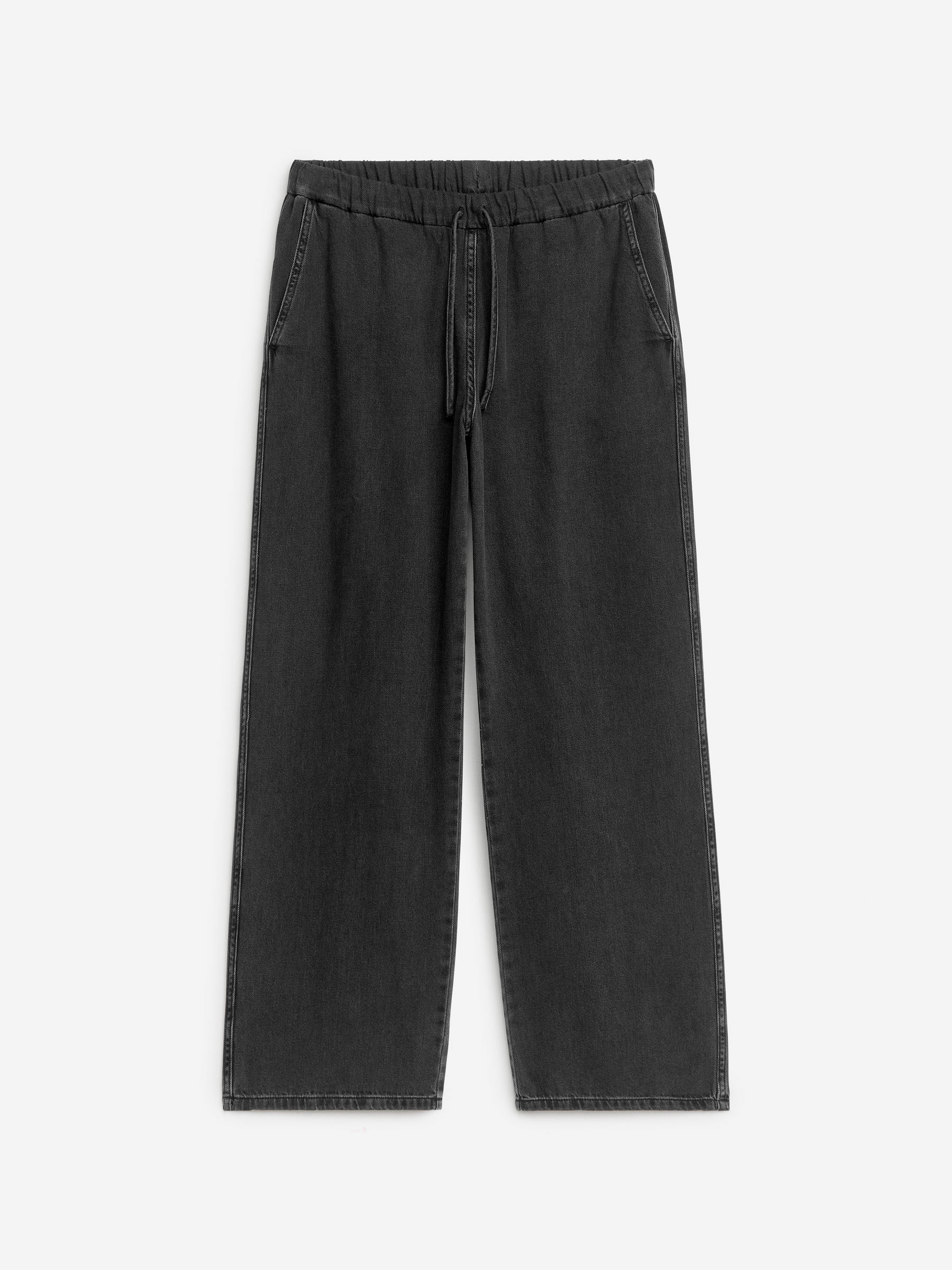 Drawstring Denim Trousers - Washed Black - Relaxed fit - Women - StillMedia/DescriptiveStillLife - 1