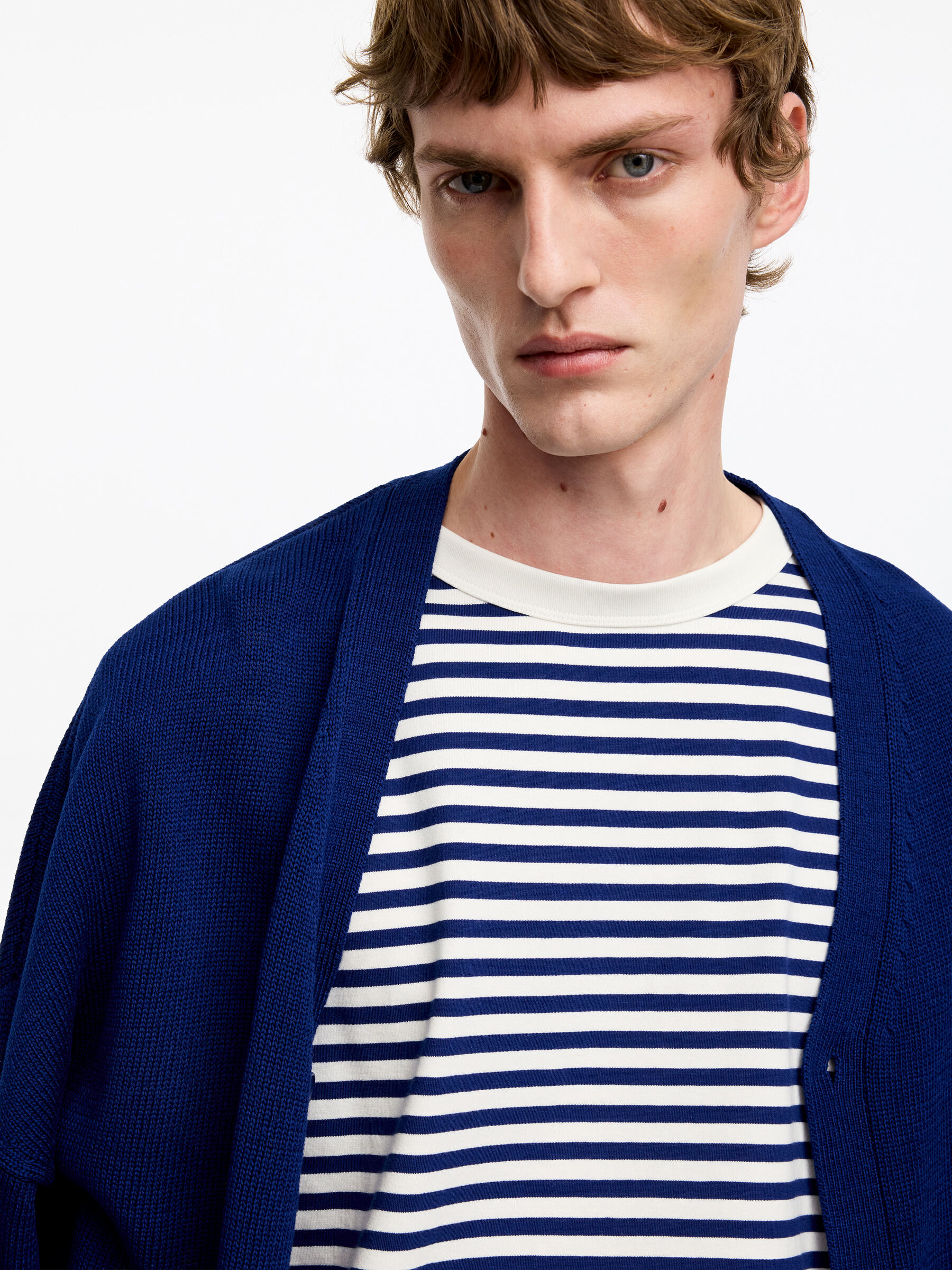 Relaxed Cotton T-Shirt - Dark Blue/Off White - Relaxed fit - Men - StillMedia/Lookbook - 3