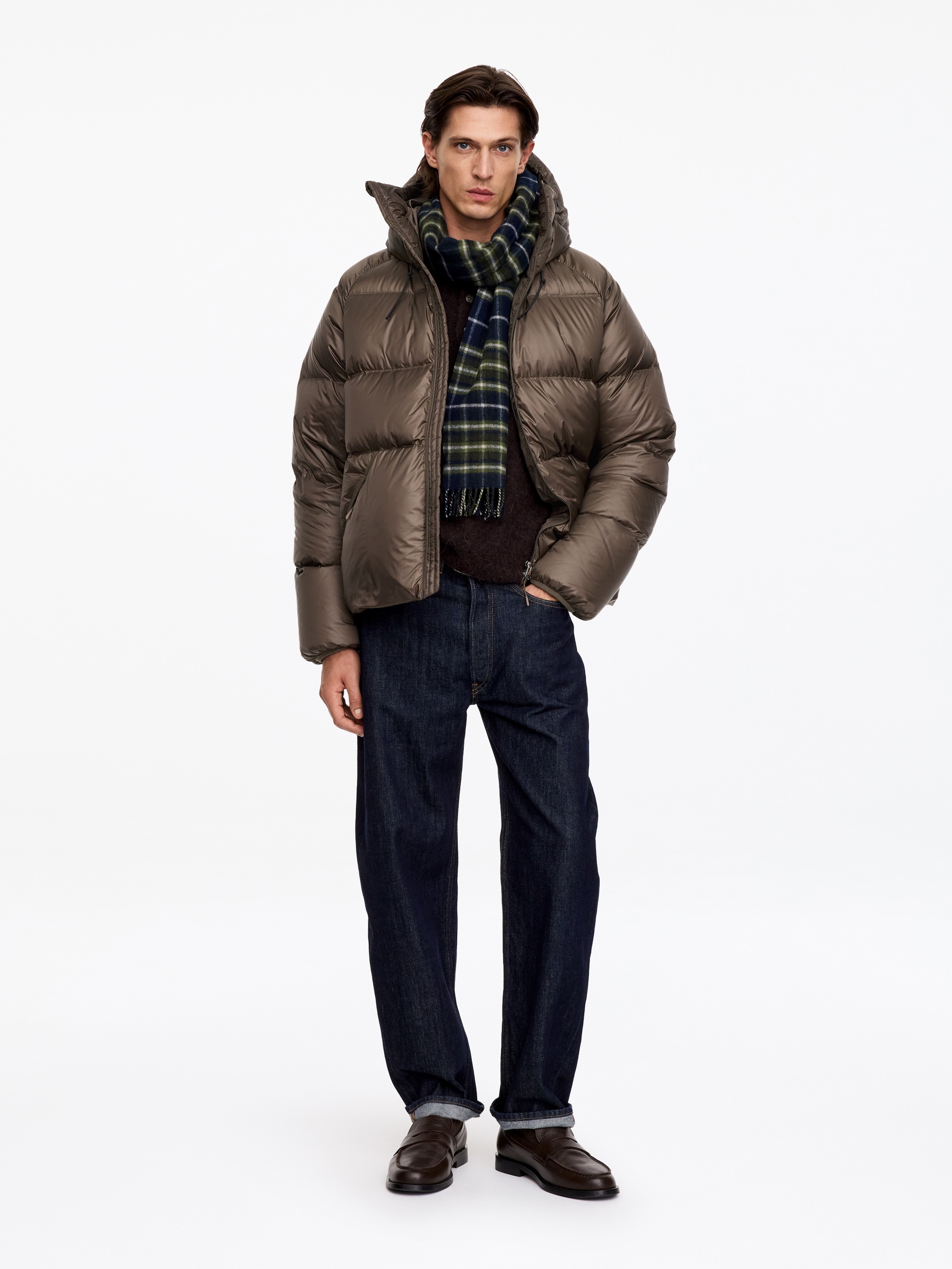 ARKET ACTIVE Hooded Re:Down Puffer - Brown - Regular fit - men - StillMedia/Lookbook - 4