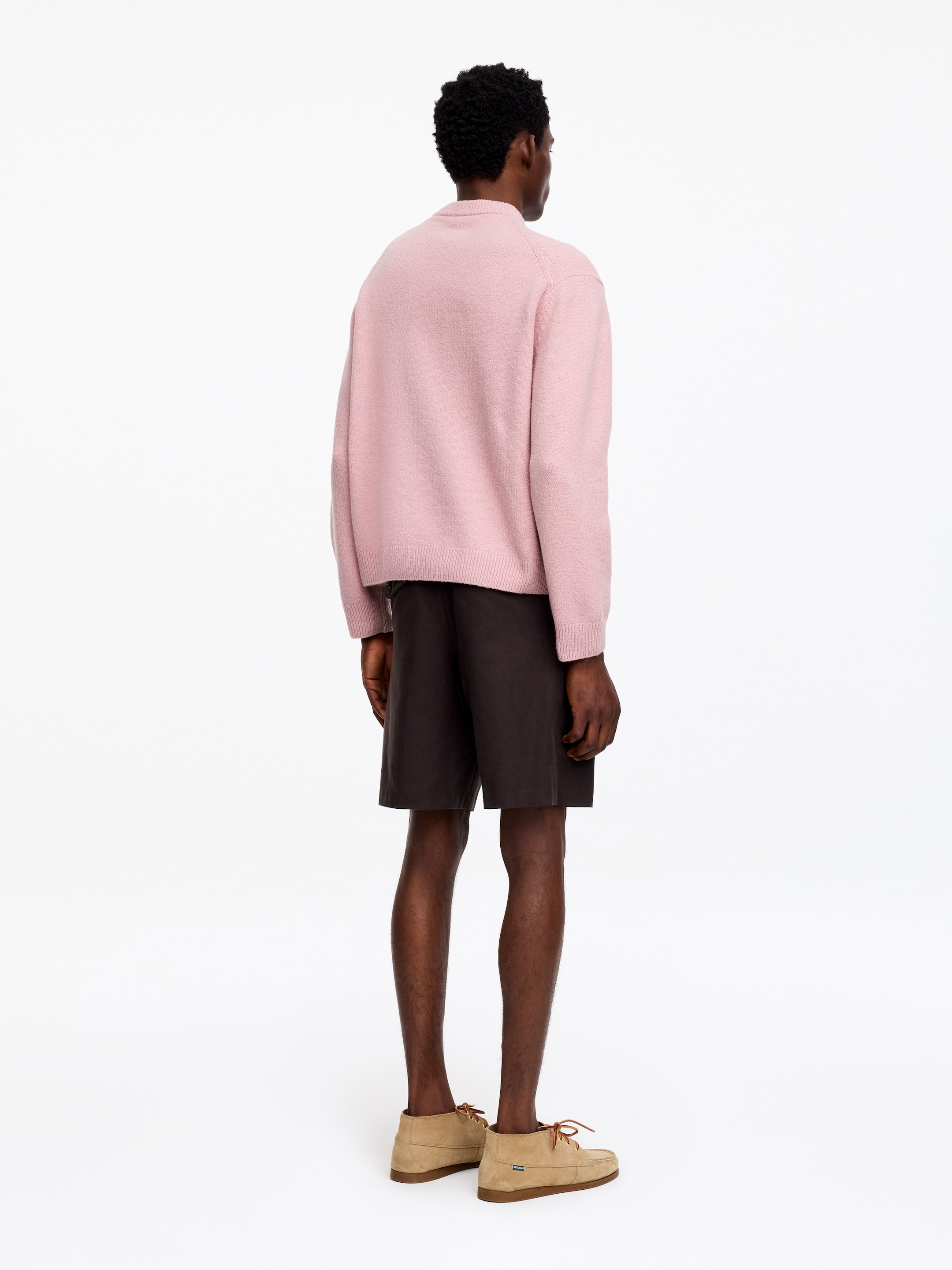 Knitted Crewneck Jumper - Dusty Pink - Loose fit - Men - StillMedia/Lookbook - 5
