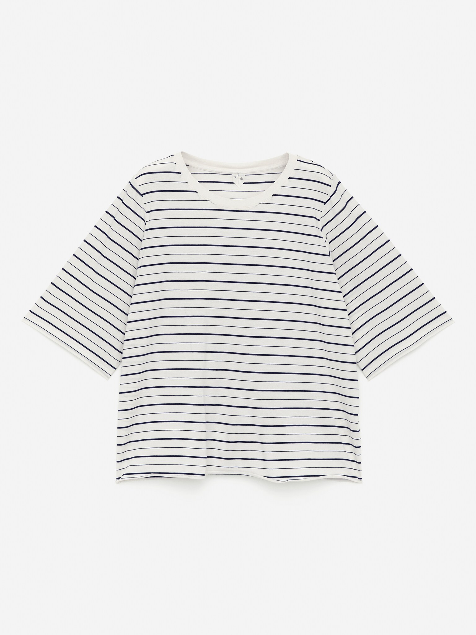 Drapy Cotton T-Shirt - Off White/Black/Grey Melange