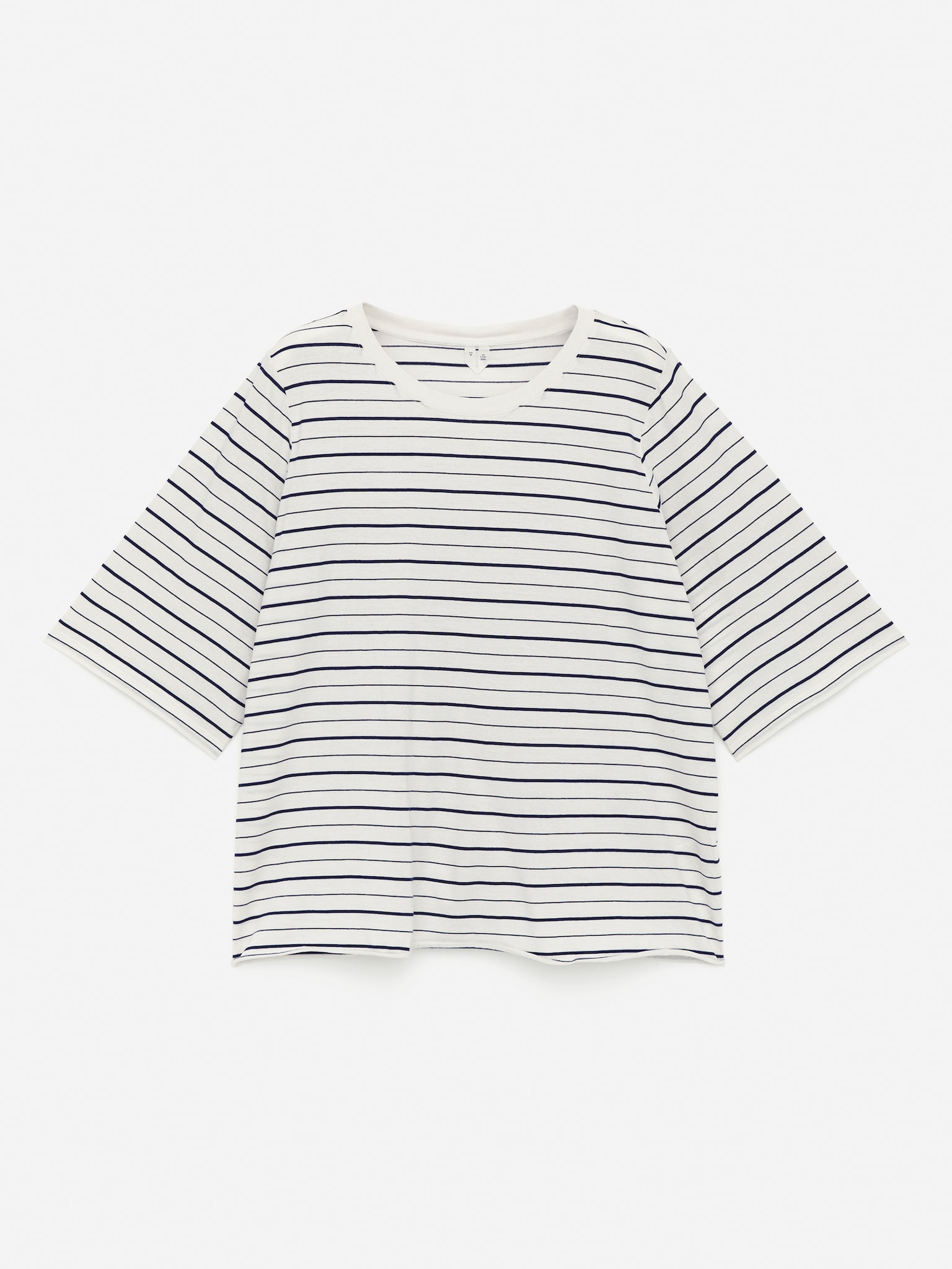Drapy Cotton T-Shirt - Off White/Black/Grey Melange