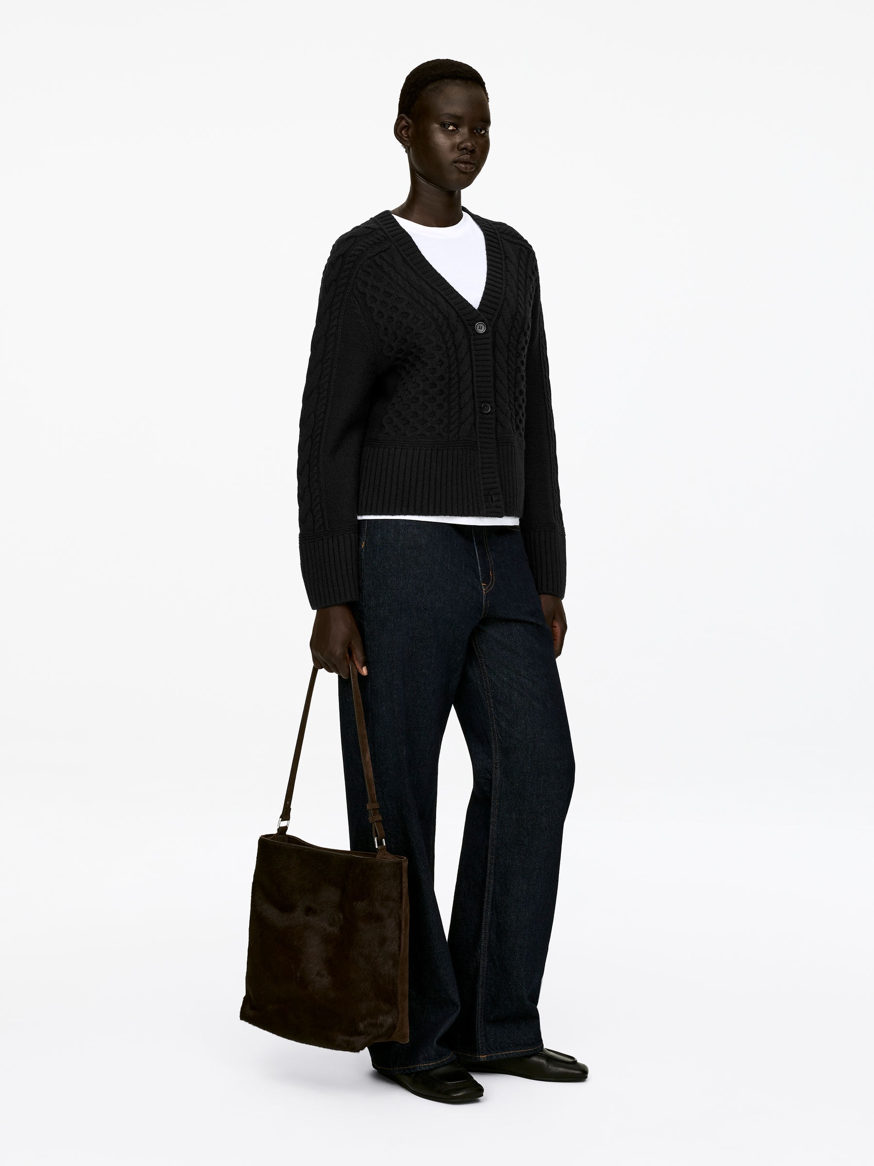 Cardigan en maille de laine torsadée - Bleu foncé - Regular fit - Femme - StillMedia/Lookbook - 8