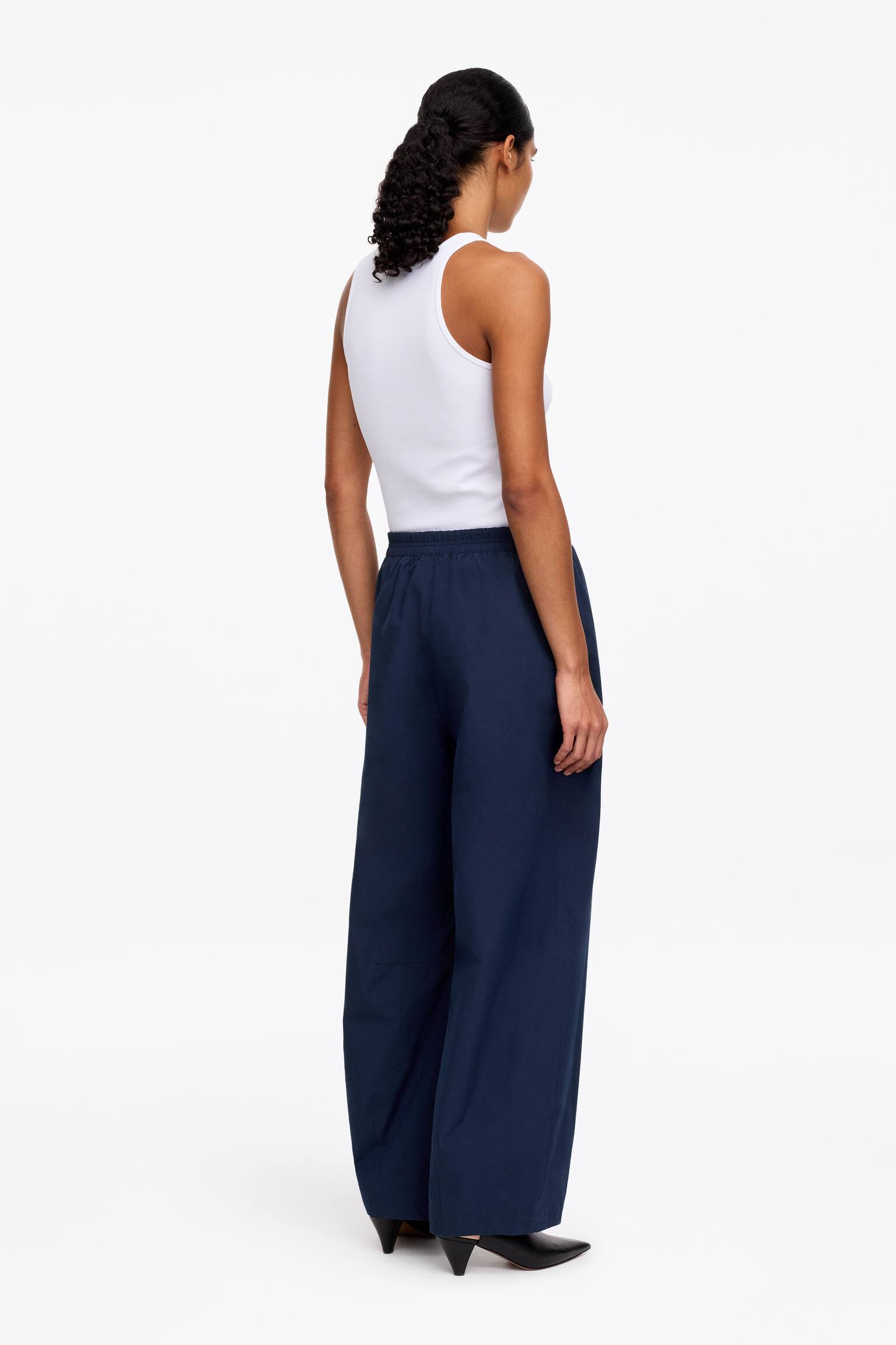 Baumwollhose mit Barrel Leg-Dunkelblau - 7