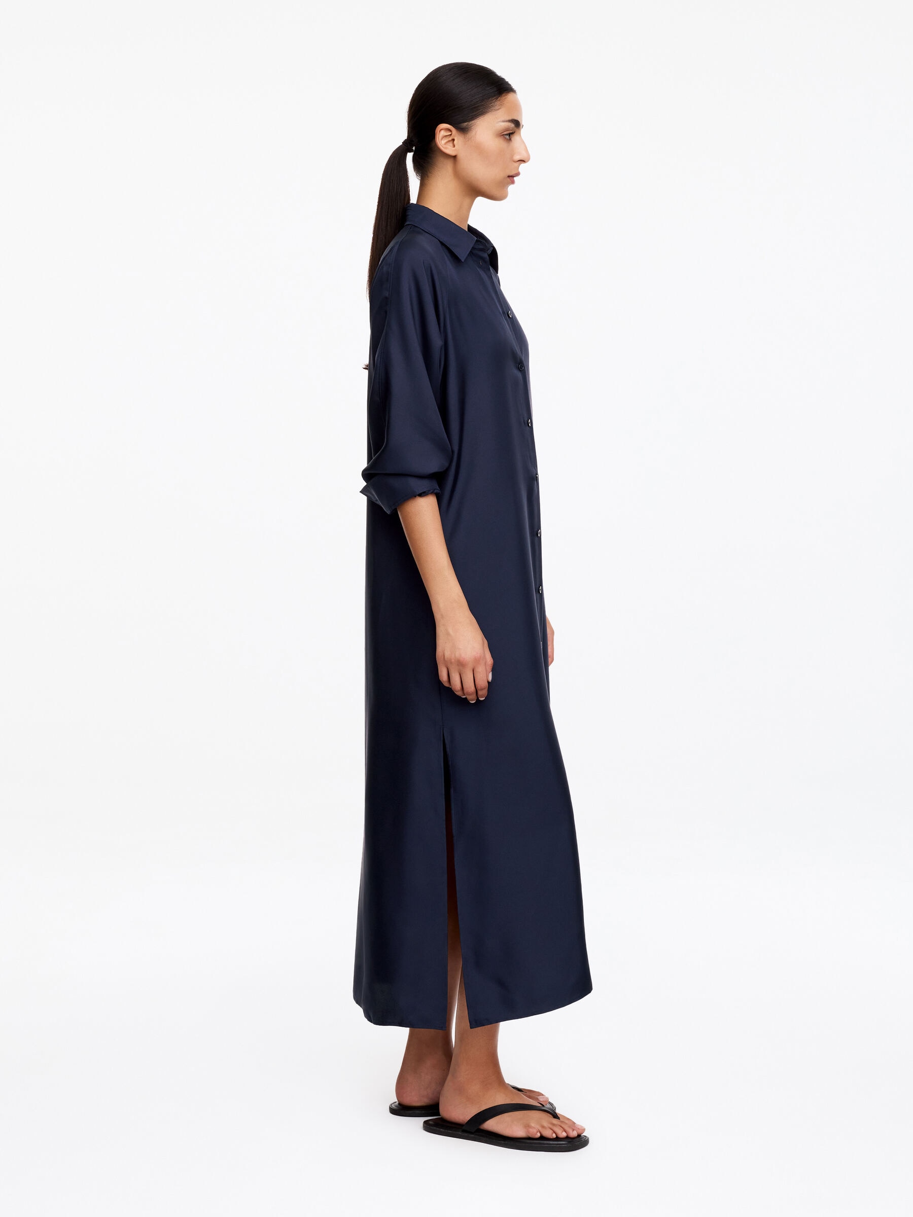 Robe-chemise en sergé de soie - Bleu - Regular fit - Femme - StillMedia/Lookbook - 2