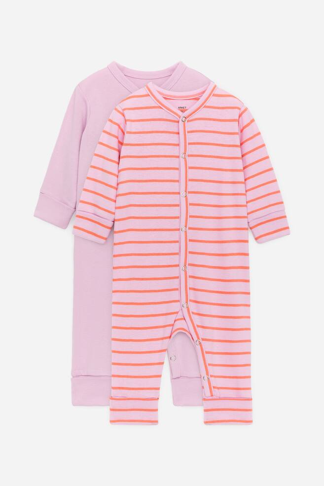 All-in-one pyjama, set van 2 - Roze/oranje/Blauw/beige/Groen/blauw/Lila/roestbruin - 1