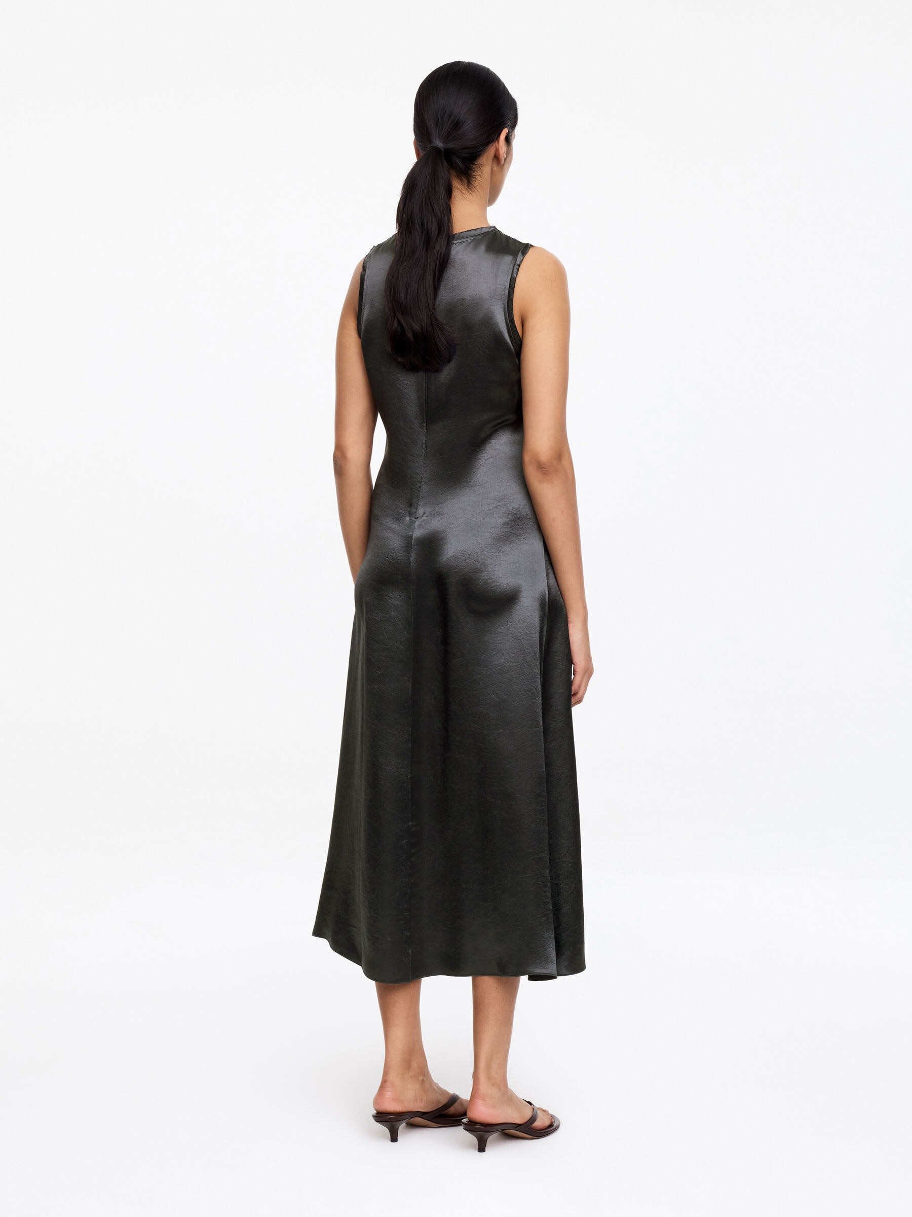 Crushed Satin Midi Dress - Grey - Slim fit - Women - StillMedia/Lookbook - 6