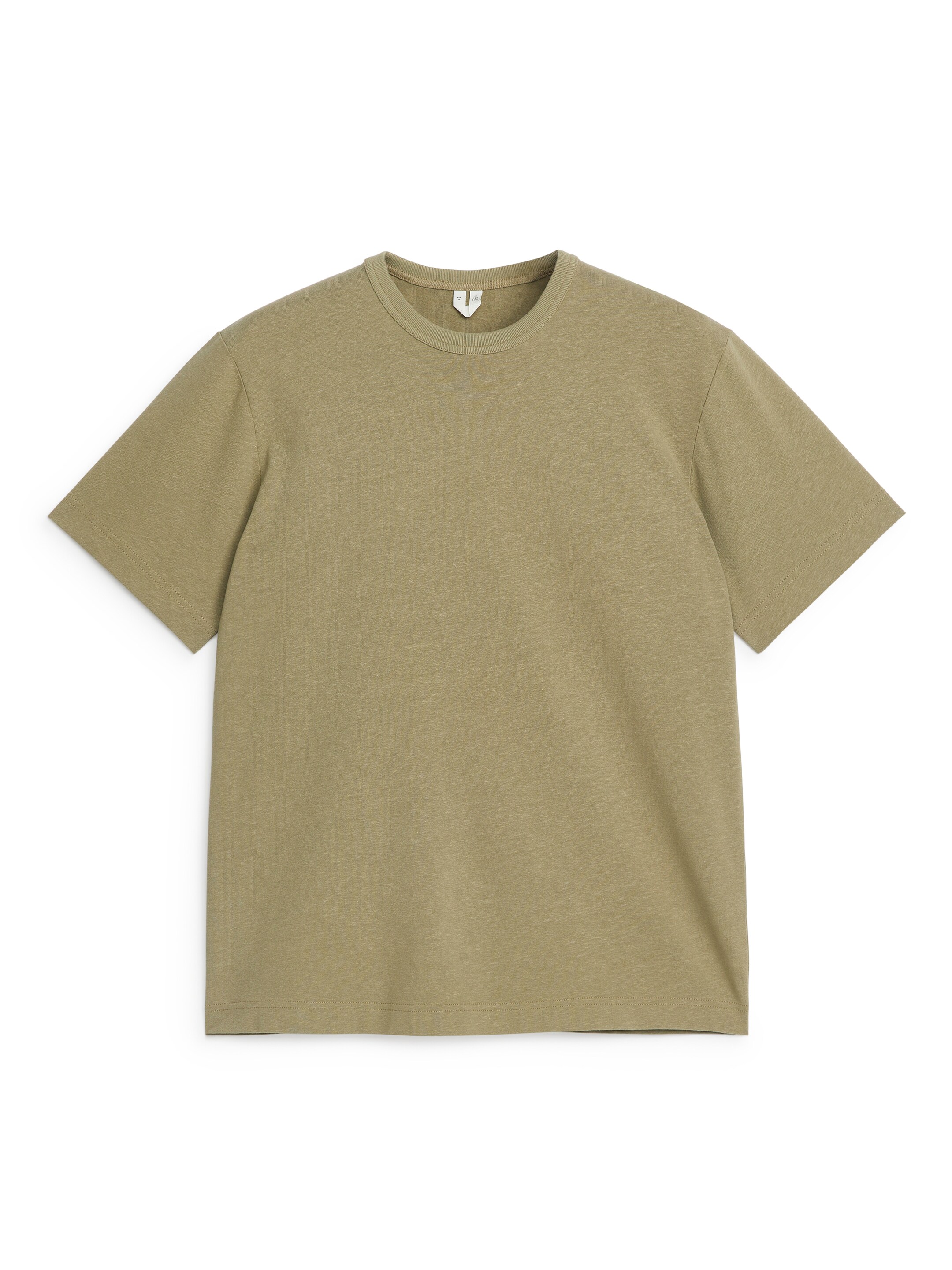 T-shirt i bomull och linne - Khakigrön - Regular fit - Men - StillMedia/DescriptiveStillLife - 1