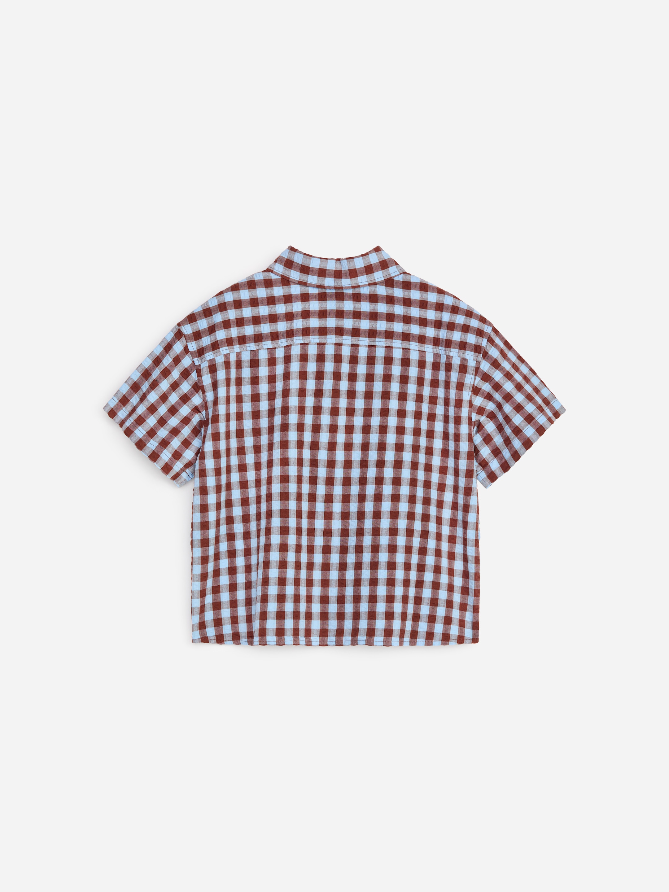 Chemise en seersucker à manches courtes - Marron/Bleu - Relaxed fit - Enfant - StillMedia/DescriptiveStillLife - 3