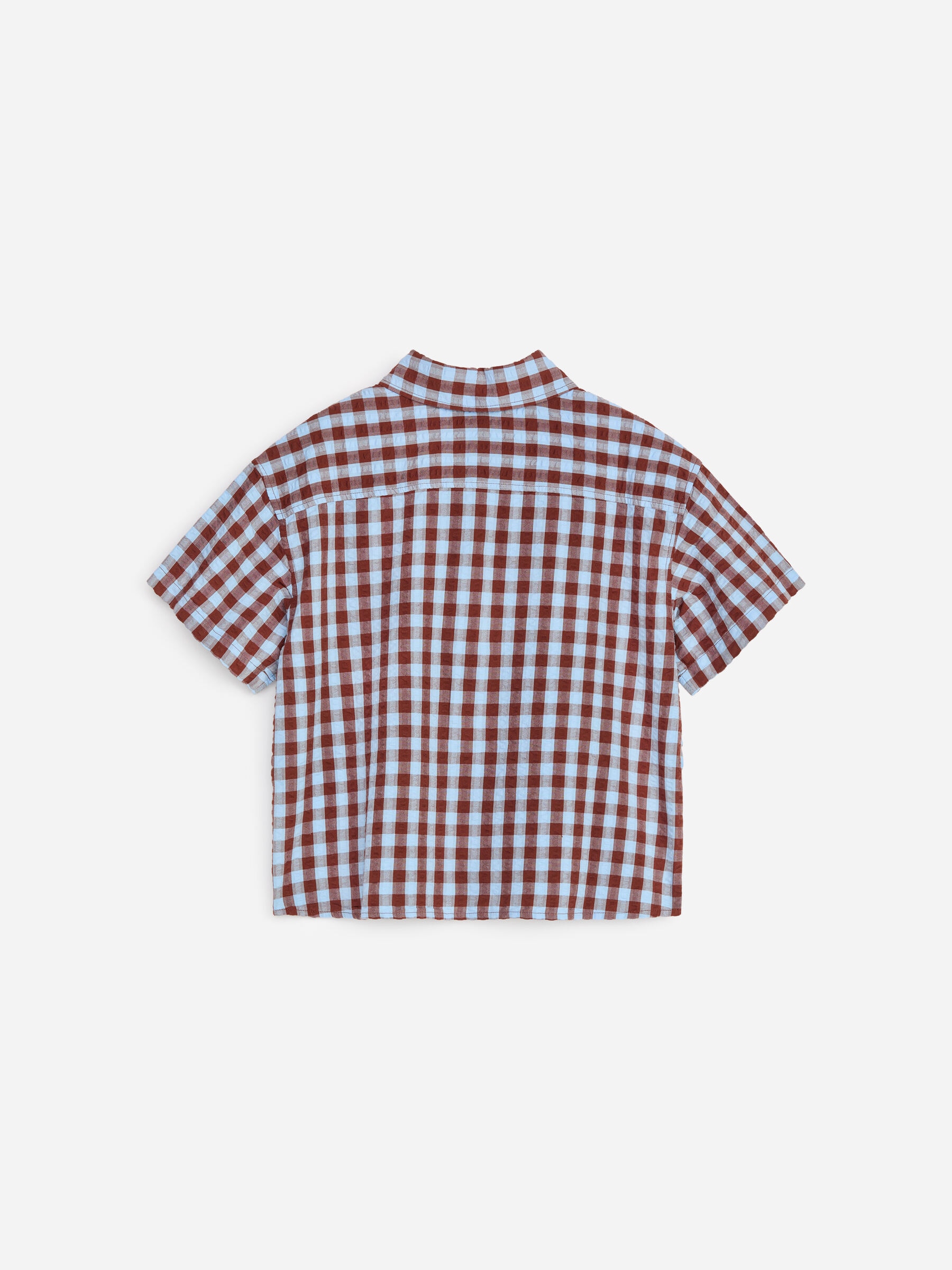 Short-Sleeve Seersucker Shirt - Brown/Blue - Relaxed fit - Children - StillMedia/DescriptiveStillLife - 3