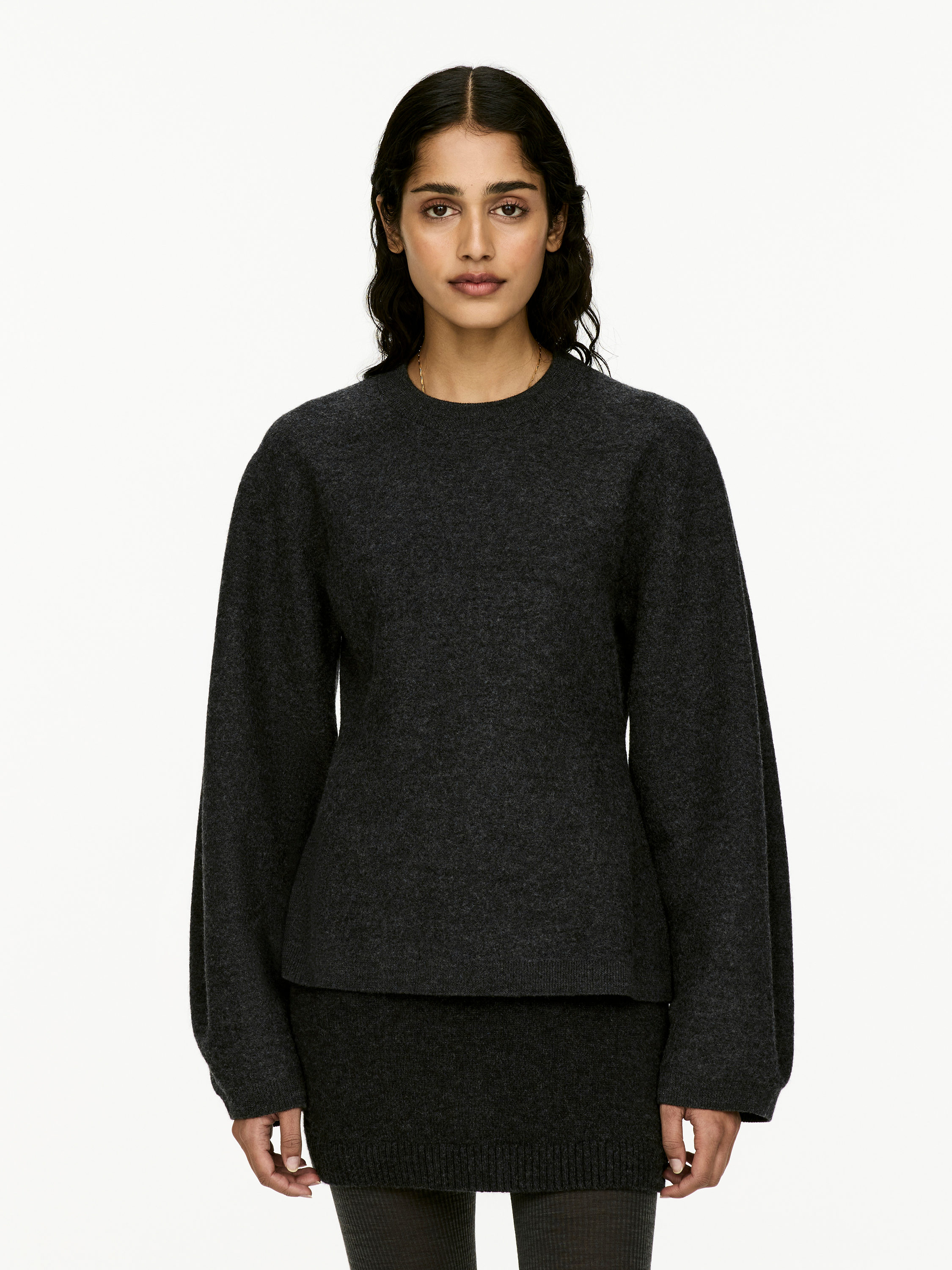 Boiled Wool Jumper-#42444B-16668