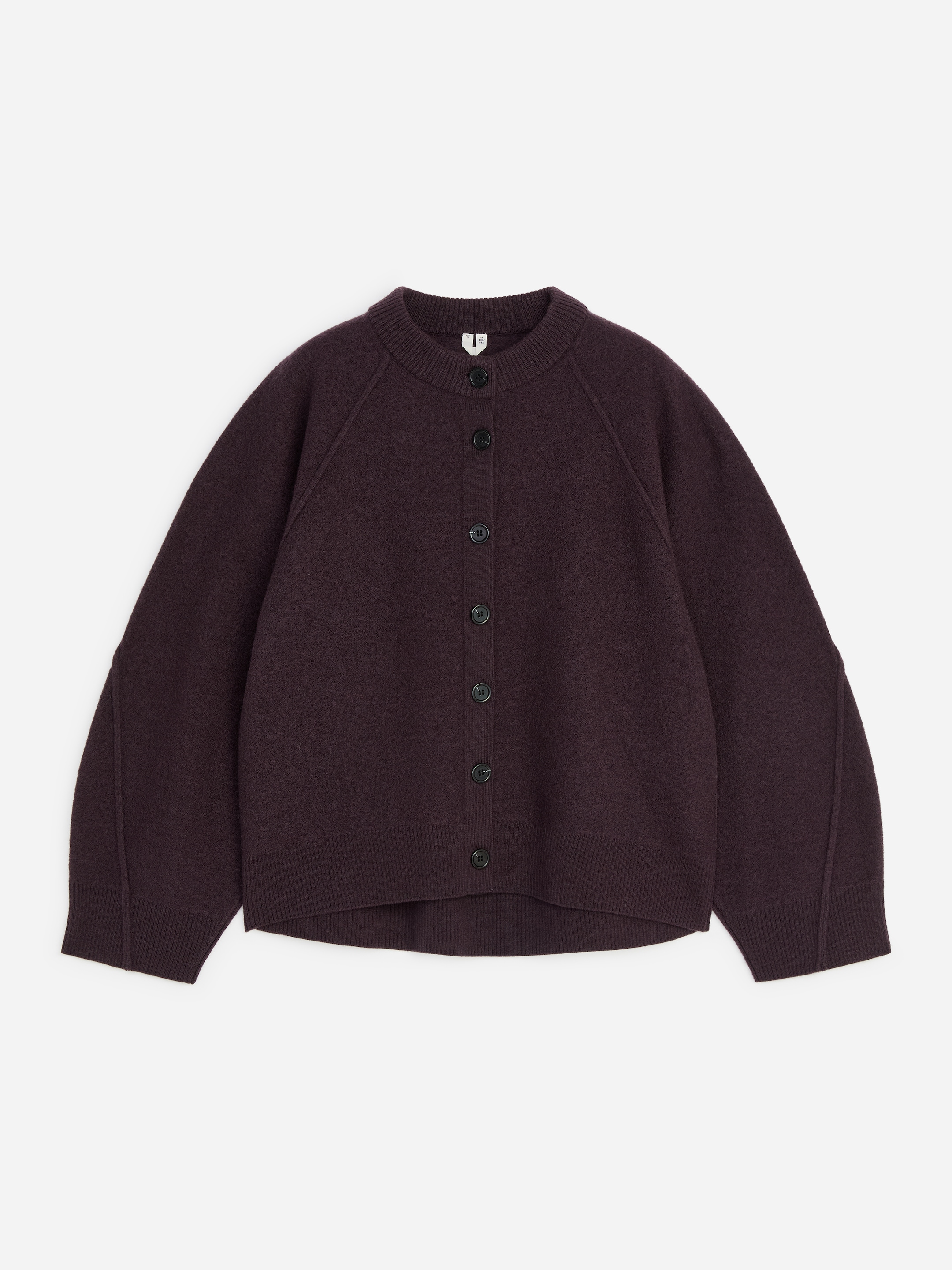 Boiled Wool Cardigan - Dark Burgundy - Loose fit - women - StillMedia/DescriptiveStillLife - 1
