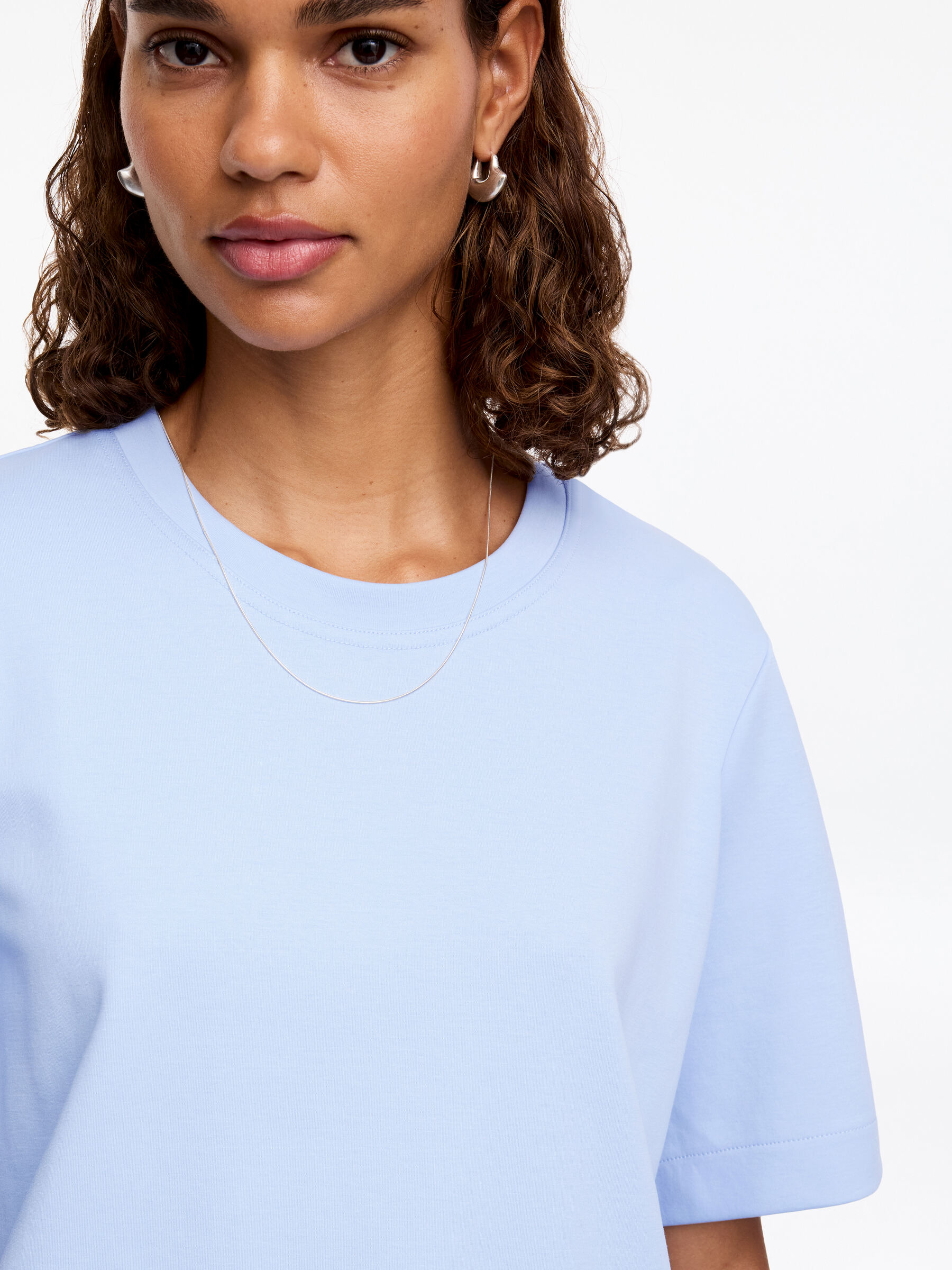 T-shirt signature structuré - Bleu ciel - Regular fit - Femme - StillMedia/Lookbook - 12