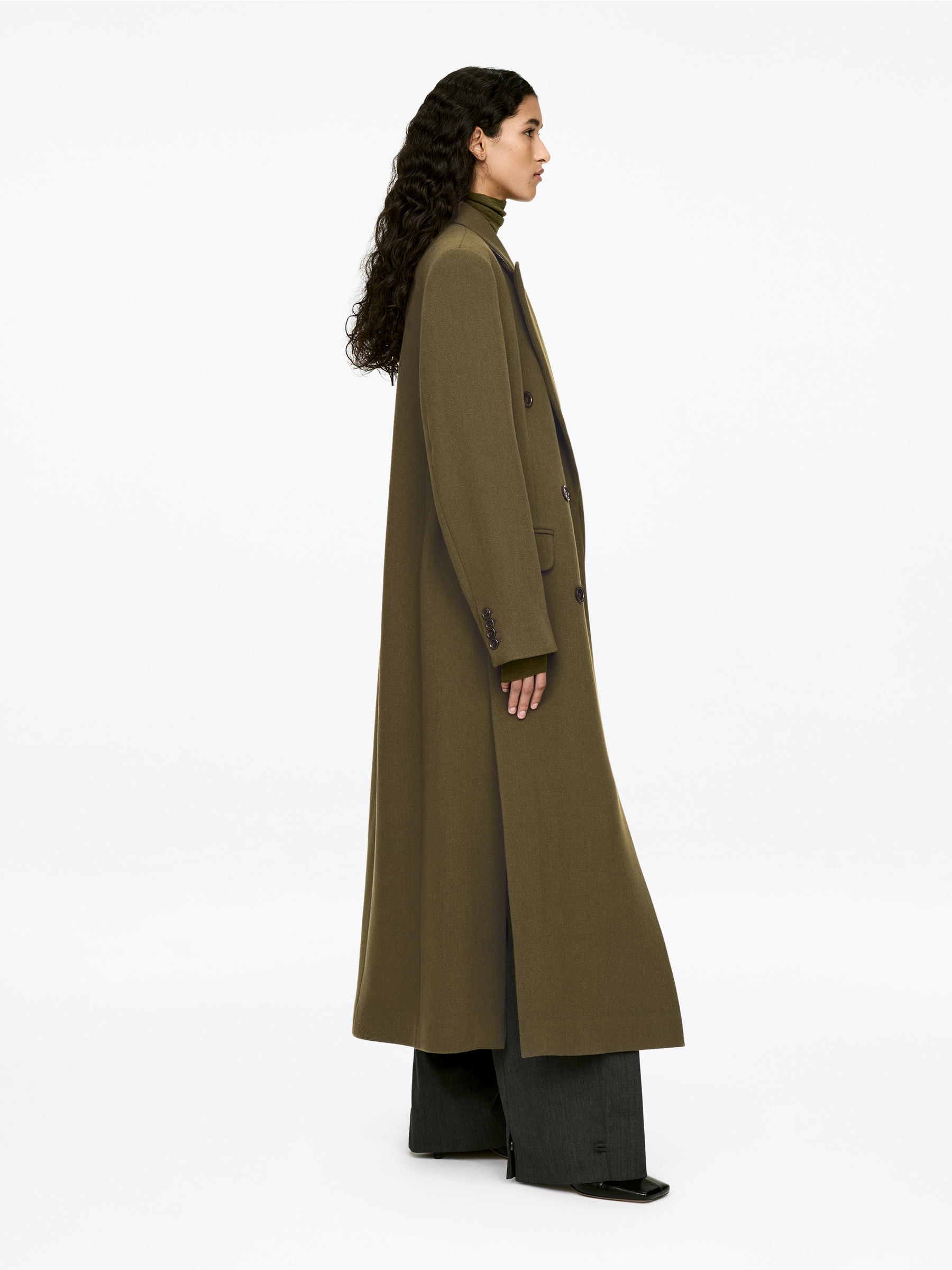 Eleganter Mantel aus Wollmischung - Dunkelgrün - Regular Fit - Damen - StillMedia/Lookbook - 1