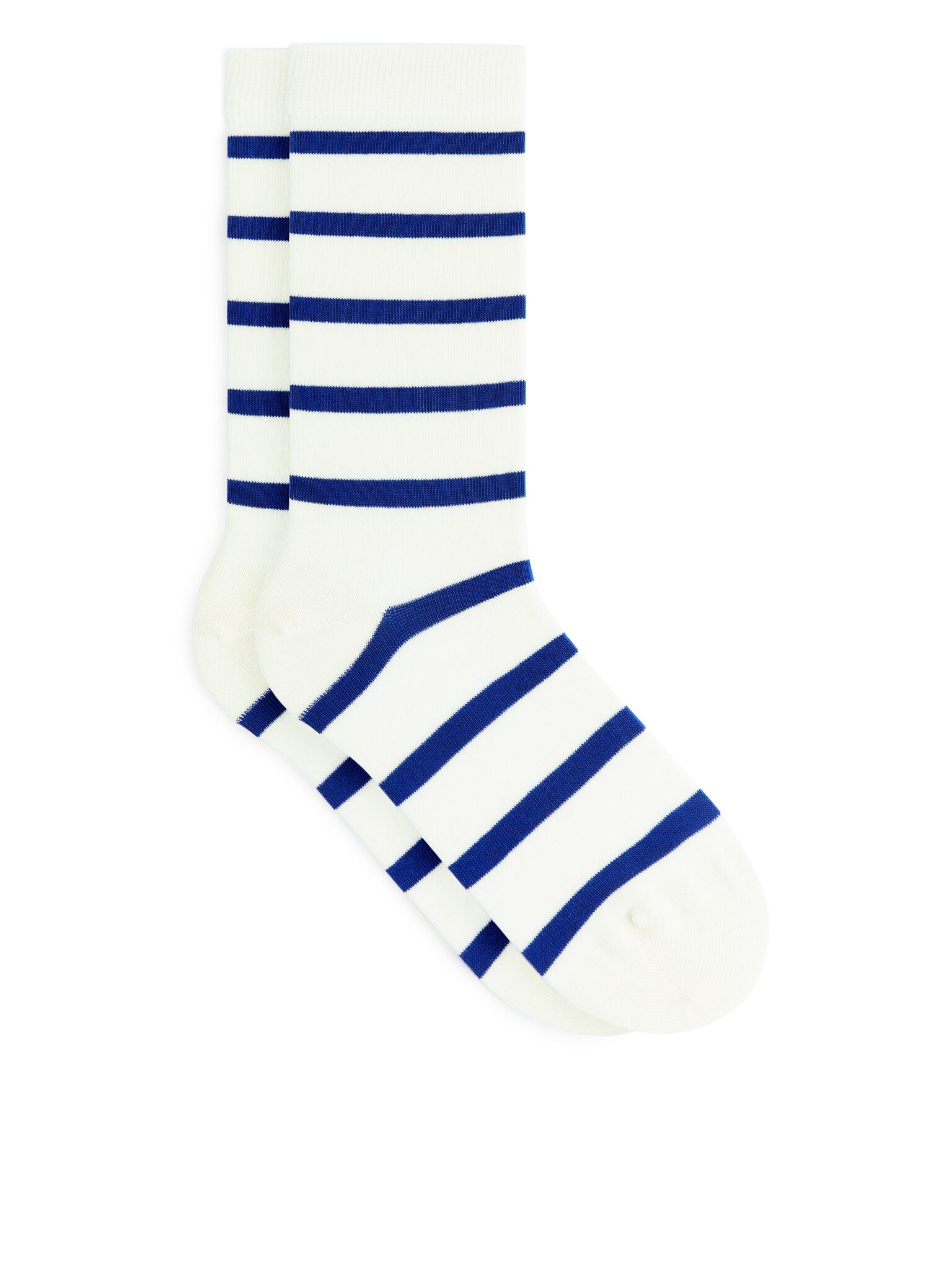 Chaussettes rayées en coton - Blanc/bleu - 2