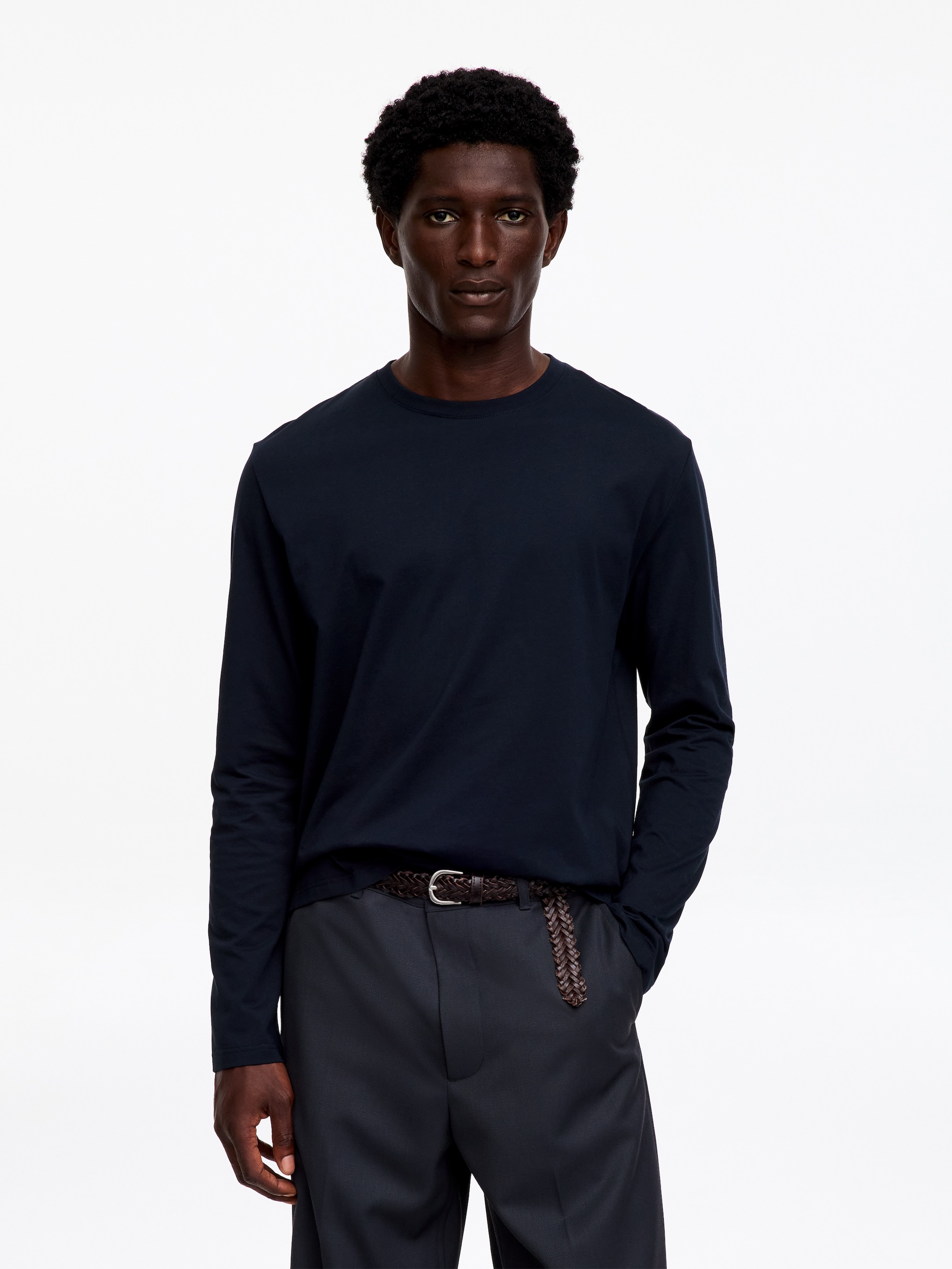 Regular Long-Sleeve T-Shirt-Blue-19830