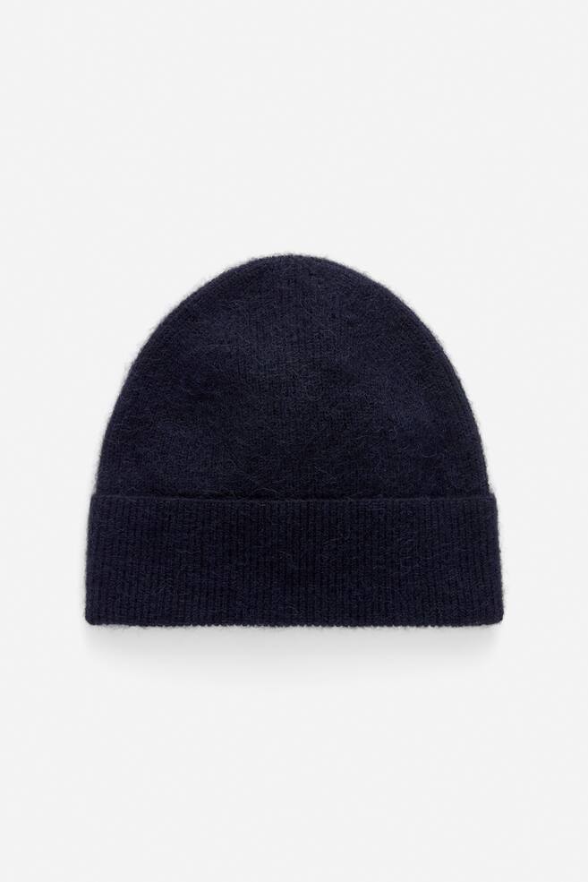 Alpaca-Wool Blend Beanie - Dark Blue/Rust - 1