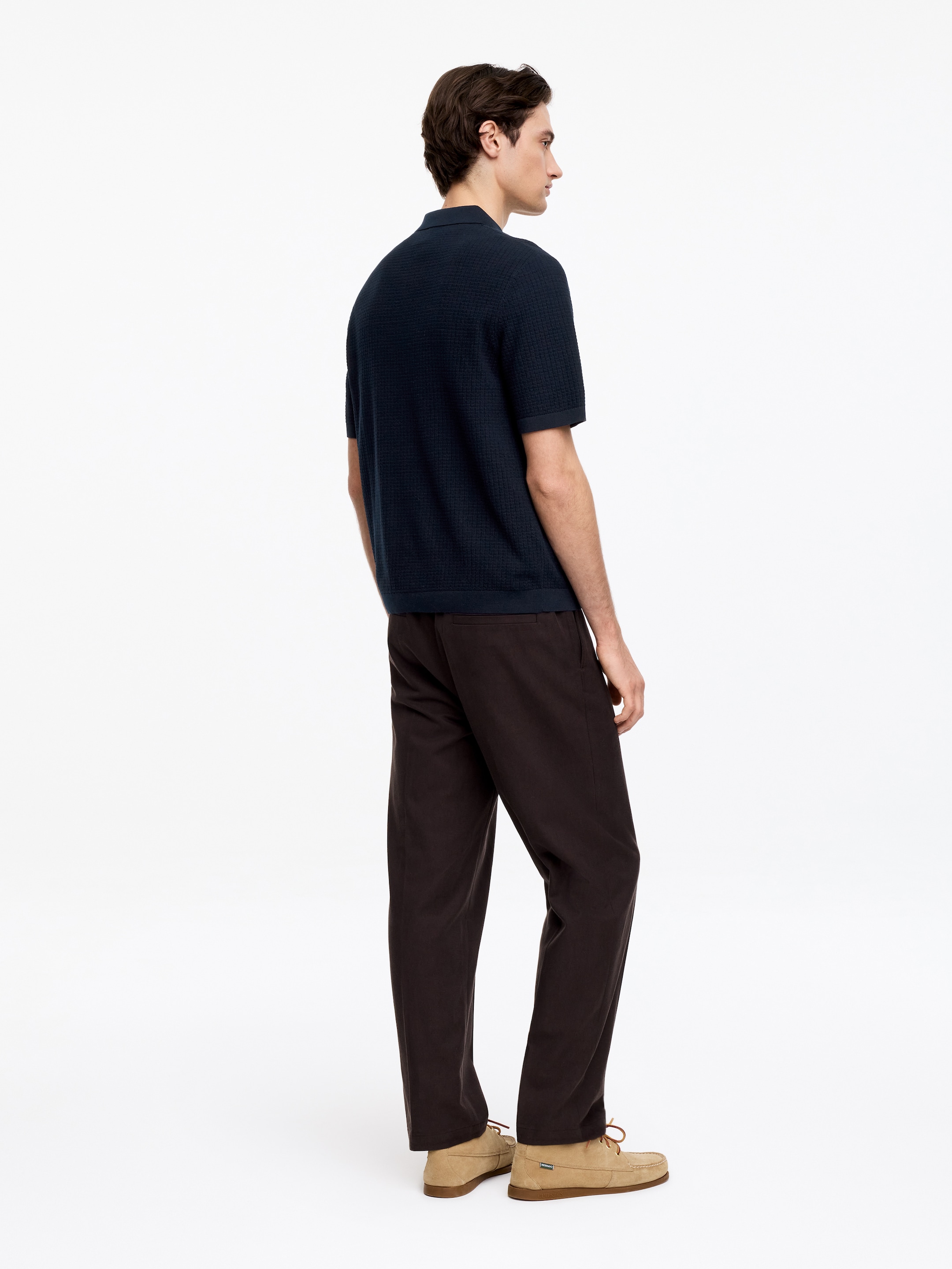 Knitted Cotton Polo Shirt - Dark Blue - Regular fit - Men - StillMedia/Lookbook - 4