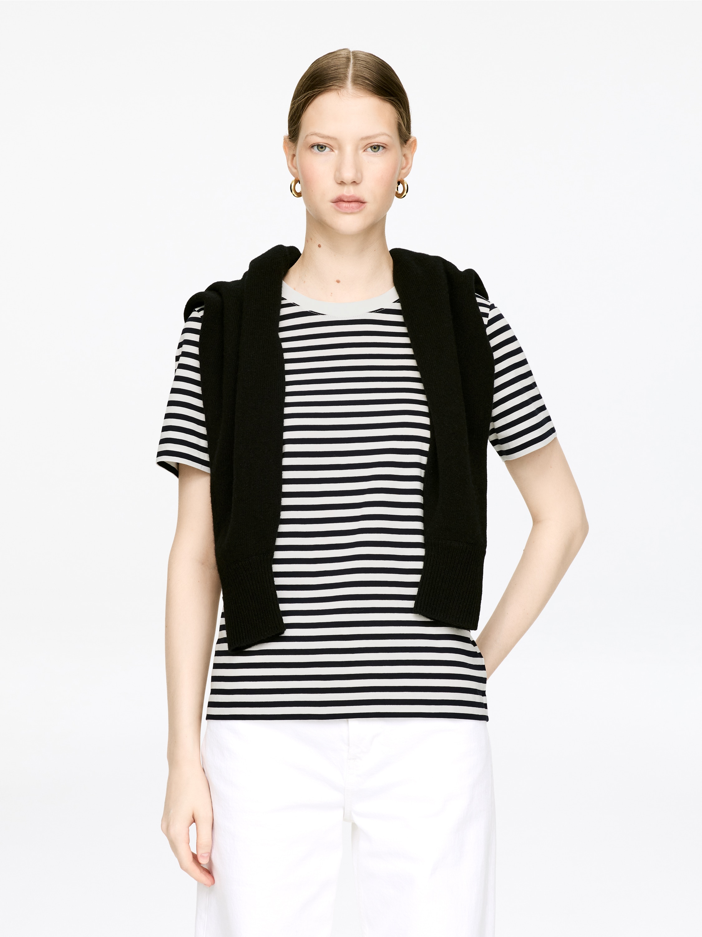 LILY Signature T-Shirt - Wit/donkerblauw/Wit/Red/White/Bordeauxrood/Zwart/Roze/Grijs gemêleerd/Bruin/gebroken wit/Lilac/Burgundy/Dark Blue/Green/Light Beige/Burgundy/Brown/Blauw/gestreept