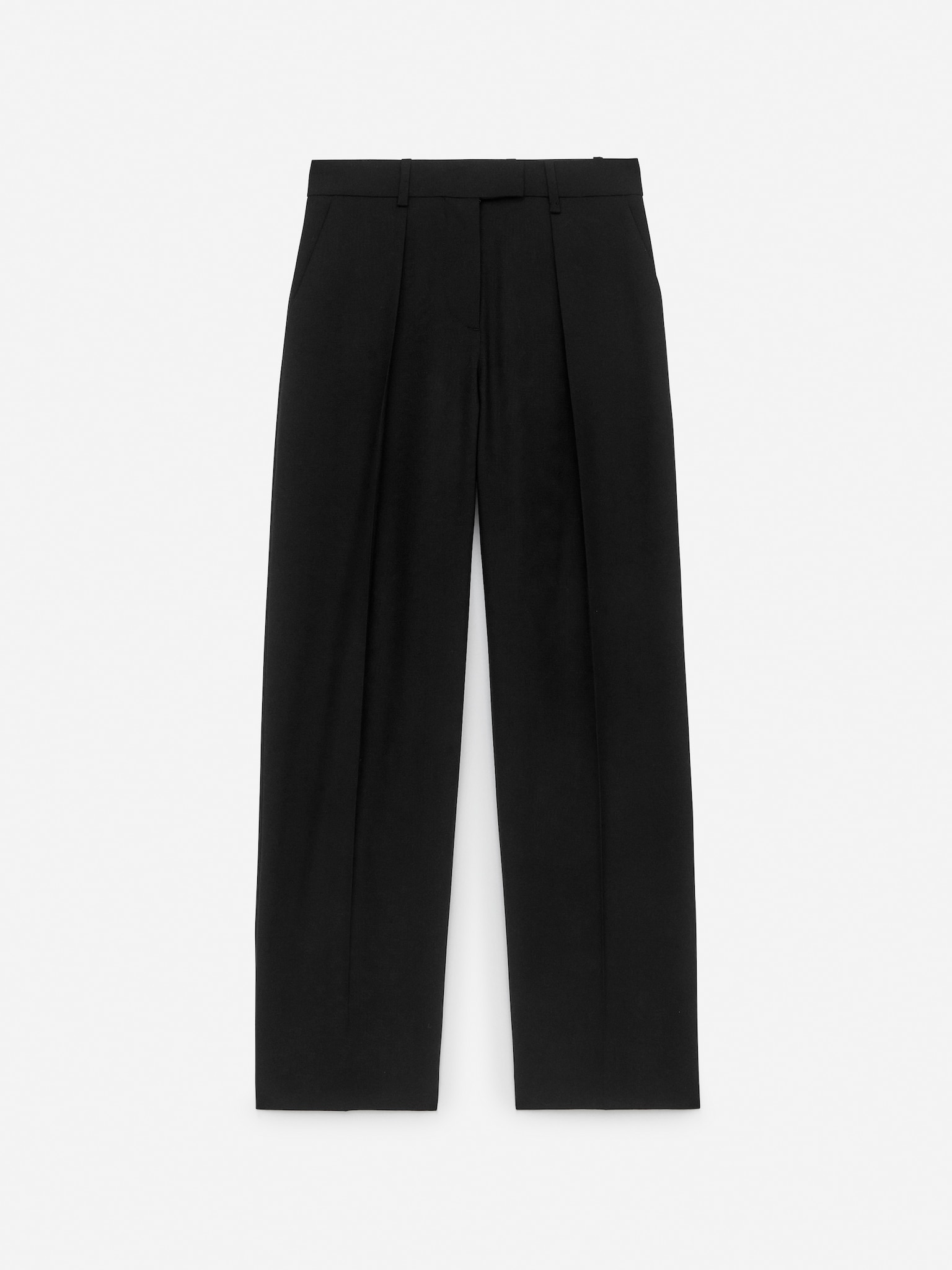 High-Waist Tailored Trousers - Black/Beige - 2