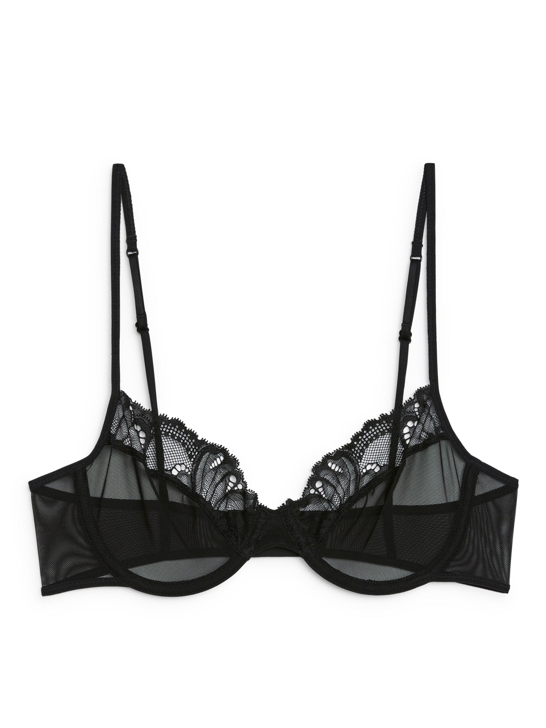 Lace-Detail Mesh Bra - Black - Women - StillMedia/DescriptiveStillLife - 2