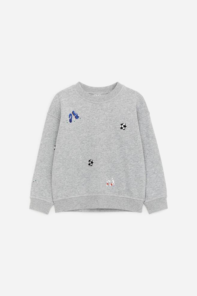 Sweatshirt mit Stickerei - Grau - 1